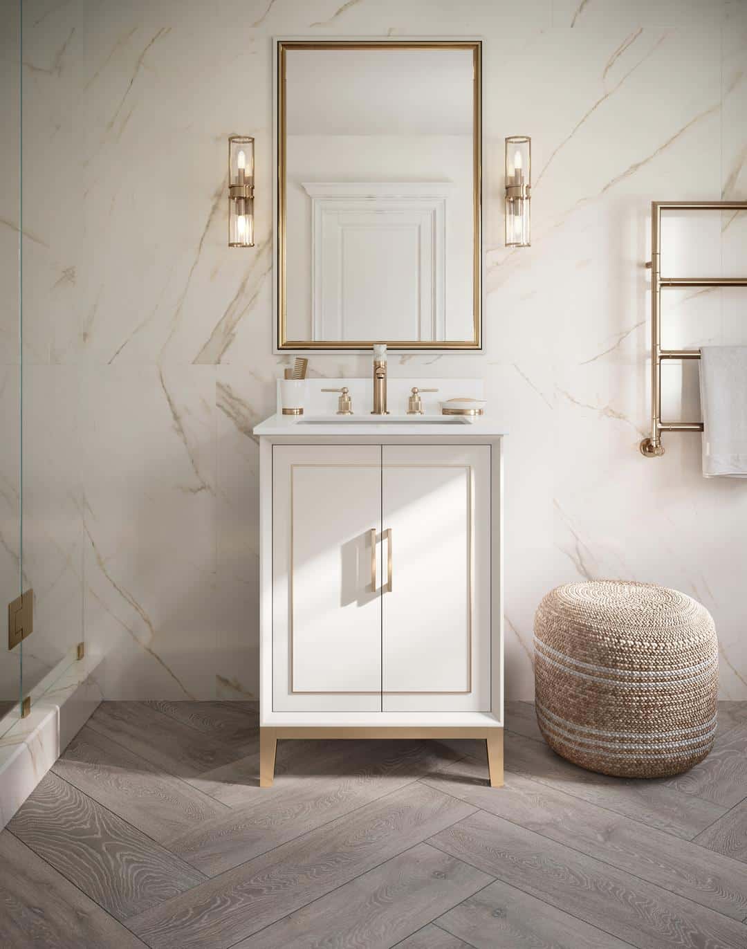 white quartz vanity