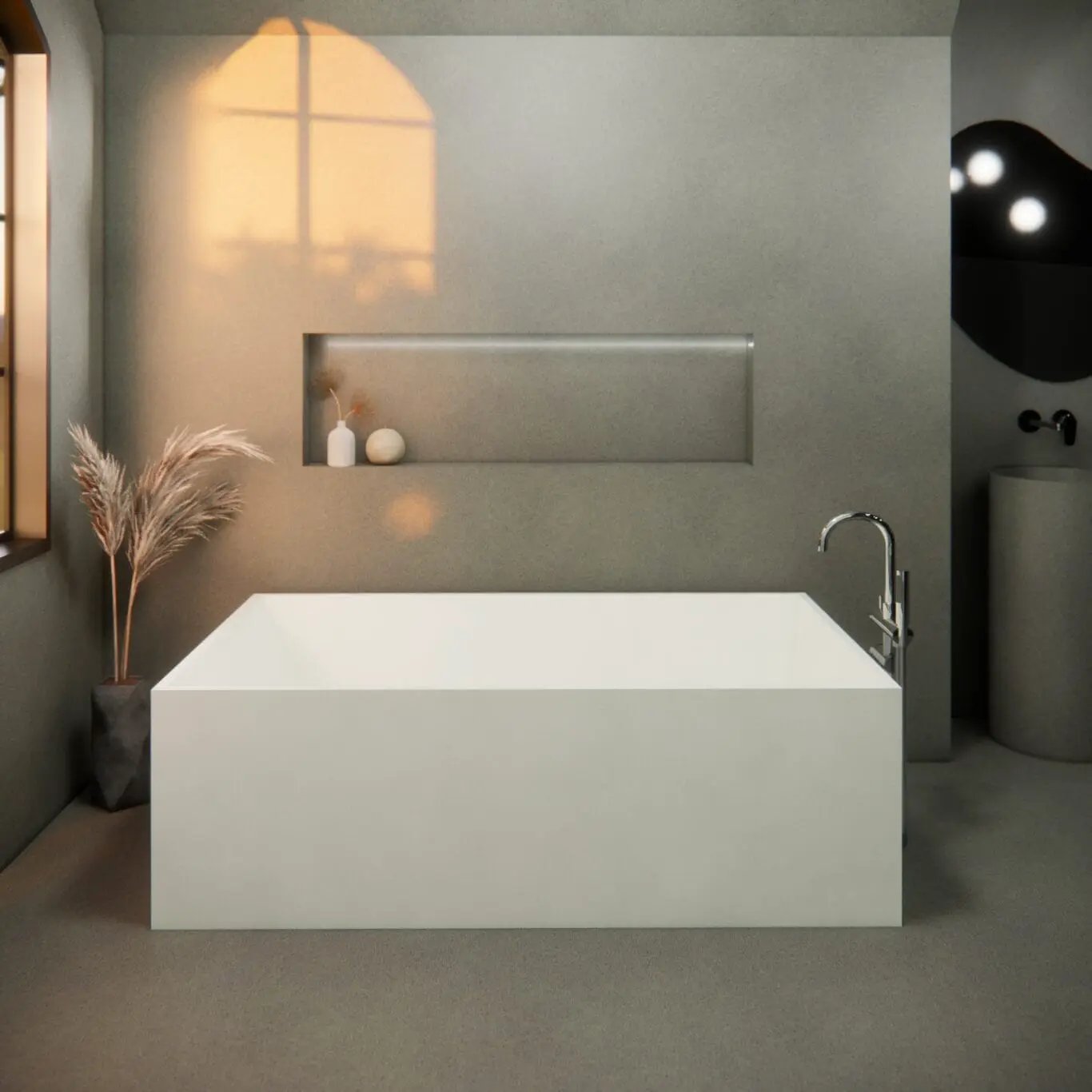 Balux Brek 72 Rectangular Concrete Freestanding Bathtub by Balux