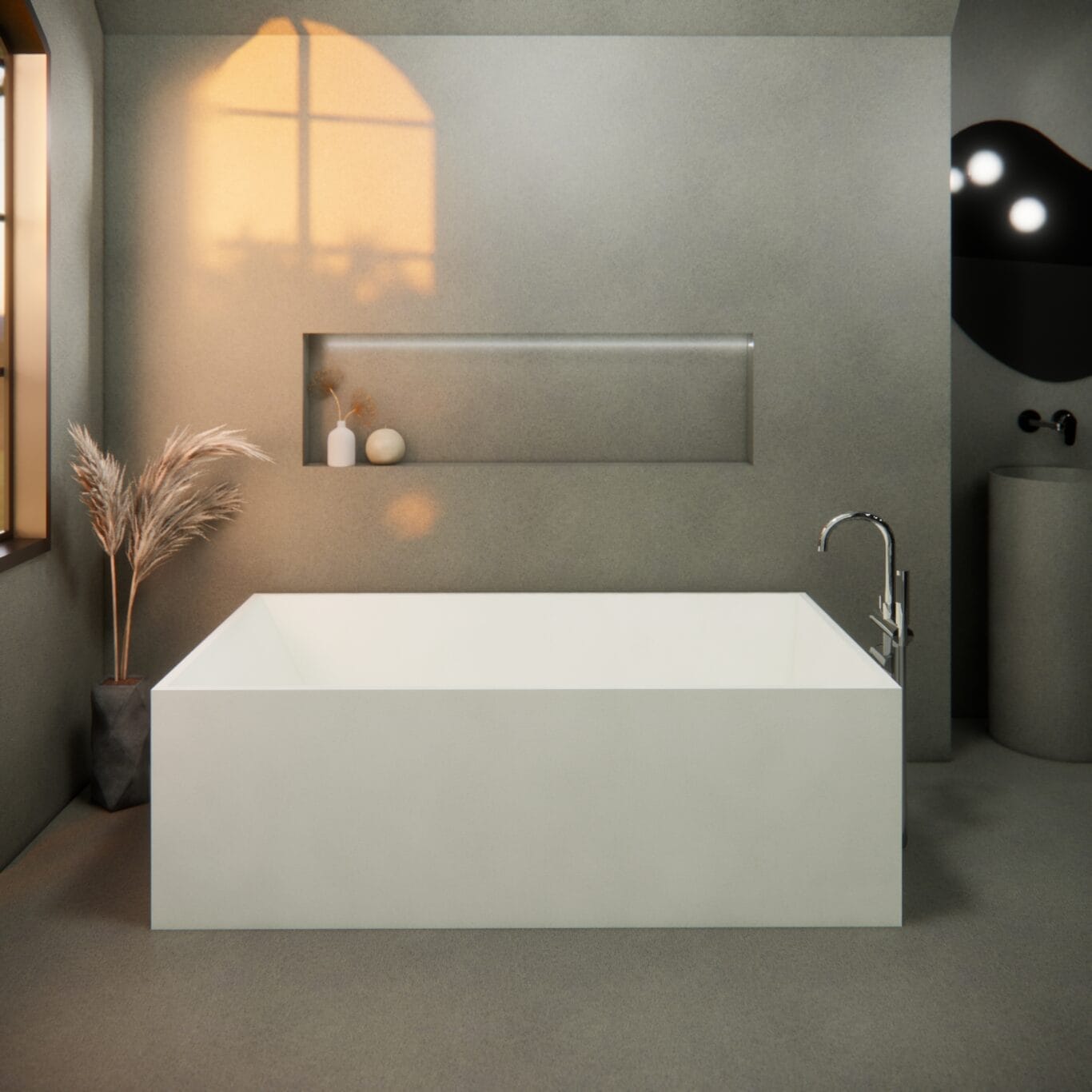 Balux Brek 66 Rectangular Concrete Freestanding Bathtub by Balux