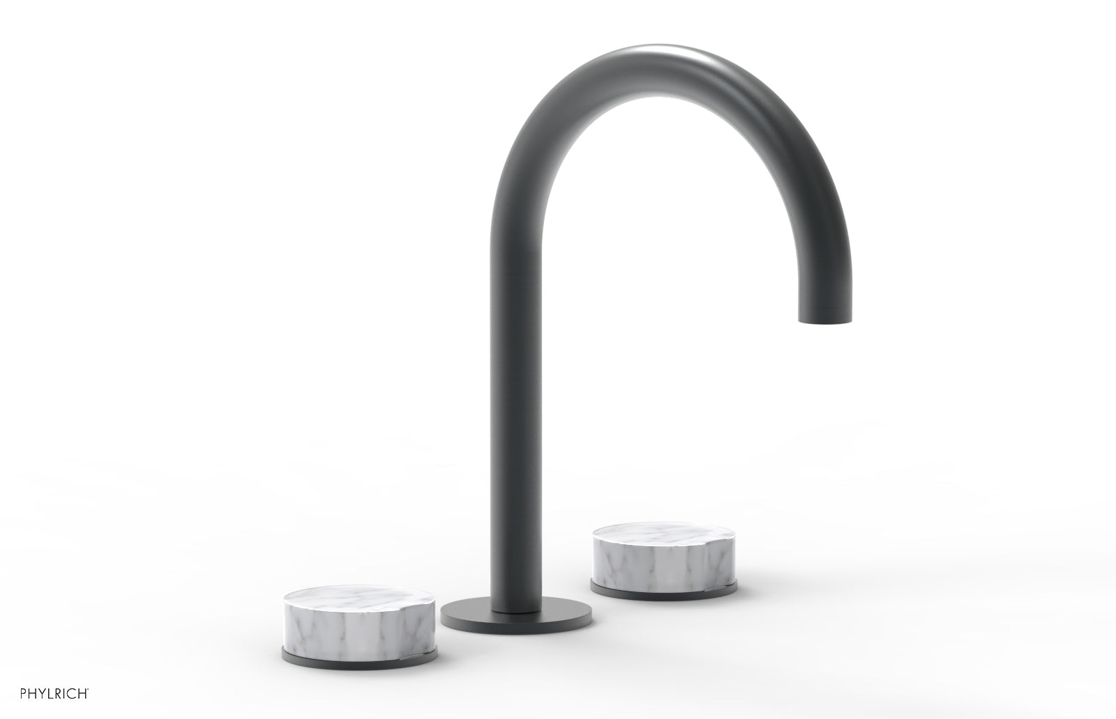 Phylrich CIRC Widespread Faucet High Spout, White Marble Handles by Phylrich