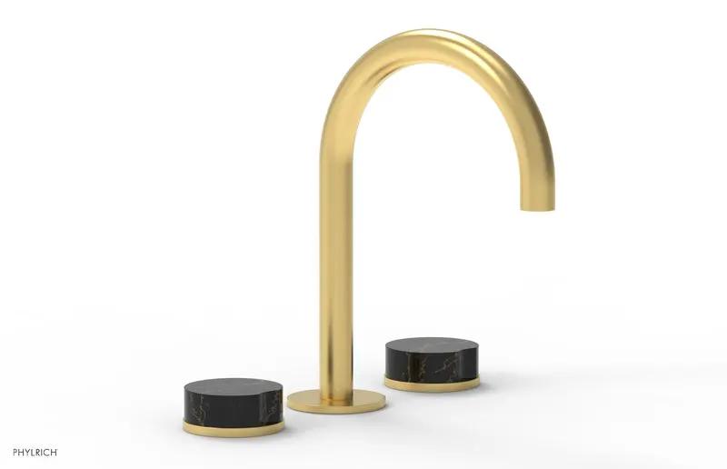 Phylrich CIRC Widespread Faucet - High Spout, Black Marble Handles by Phylrich