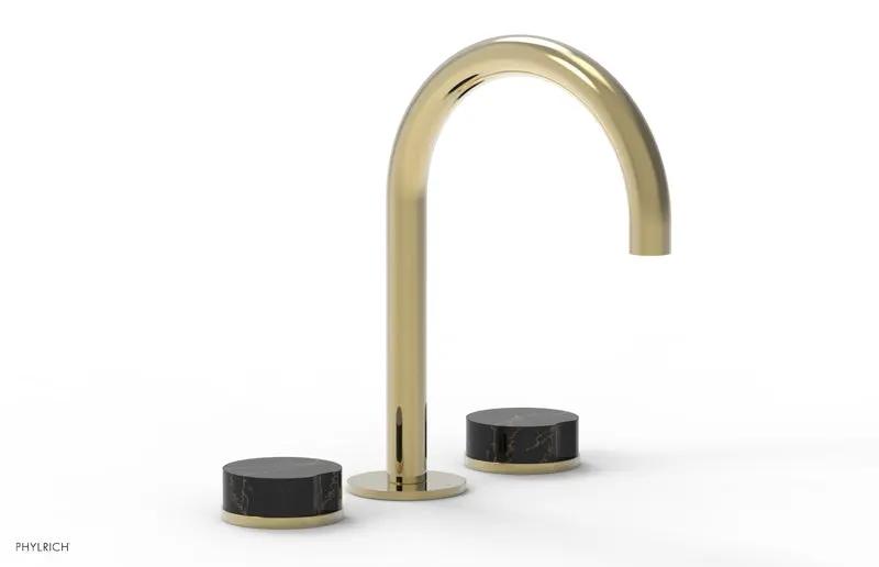 Phylrich CIRC Widespread Faucet - High Spout, Black Marble Handles by Phylrich