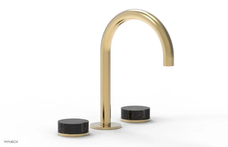 Phylrich CIRC Widespread Faucet - High Spout, Black Marble Handles by Phylrich