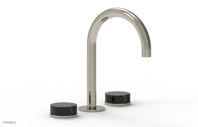 Phylrich CIRC Widespread Faucet - High Spout, Black Marble Handles by Phylrich