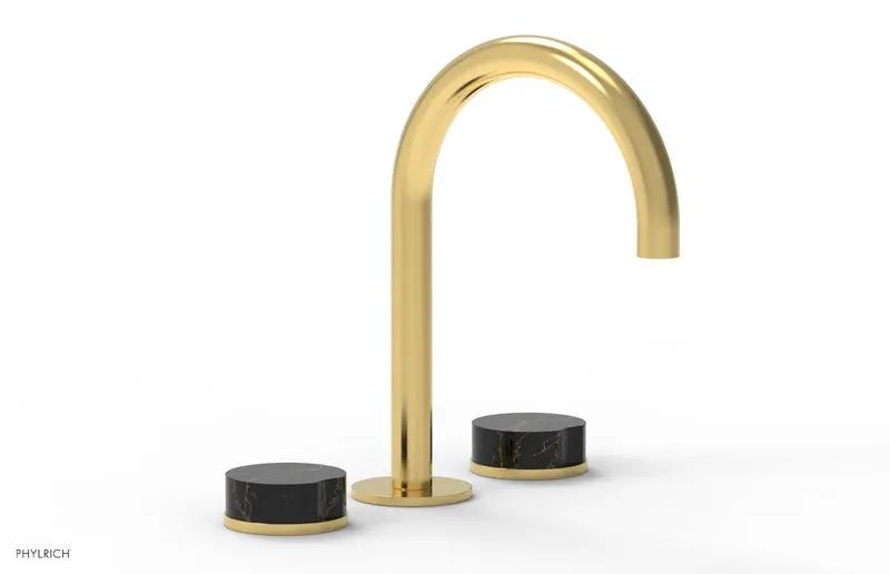 Phylrich CIRC Widespread Faucet - High Spout, Black Marble Handles by Phylrich