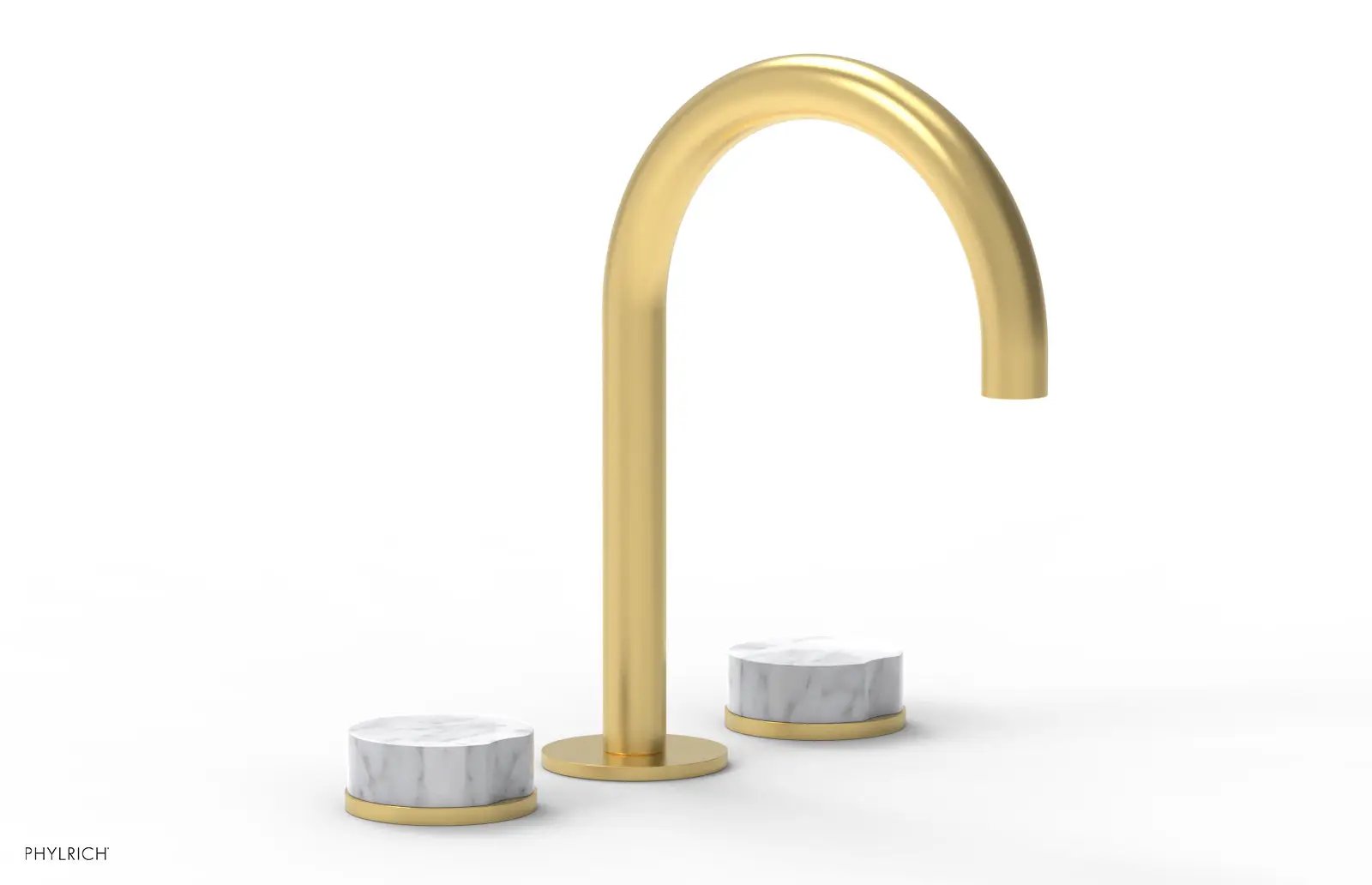 Phylrich CIRC Widespread Faucet High Spout, White Marble Handles by Phylrich