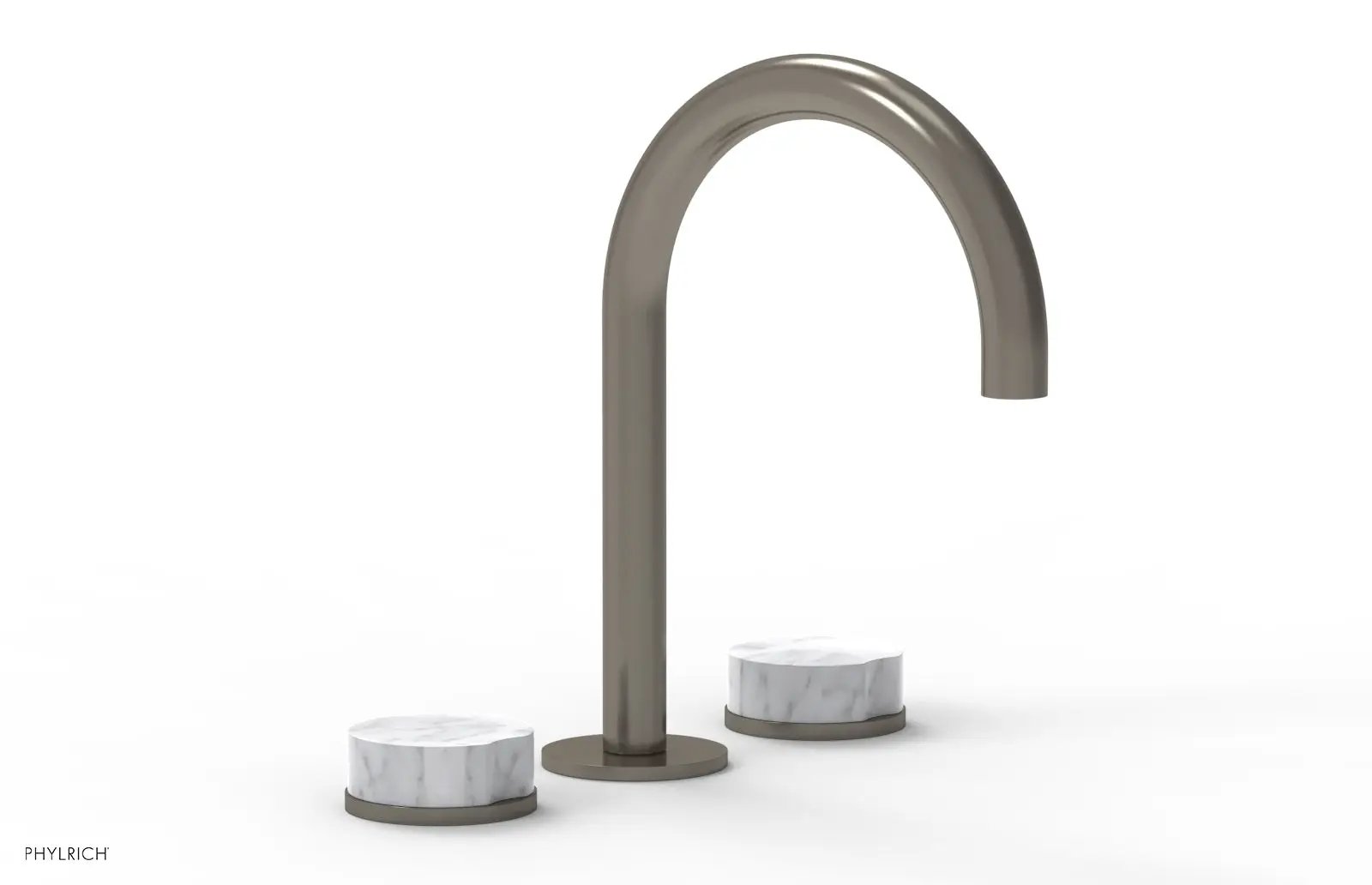 Phylrich CIRC Widespread Faucet High Spout, White Marble Handles by Phylrich