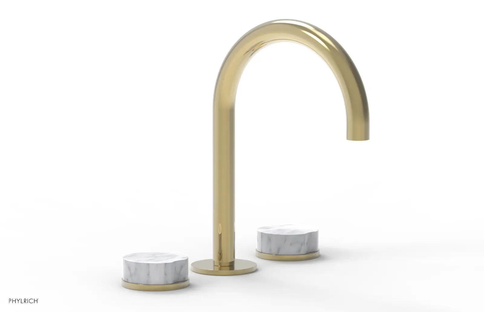 Phylrich CIRC Widespread Faucet High Spout, White Marble Handles by Phylrich