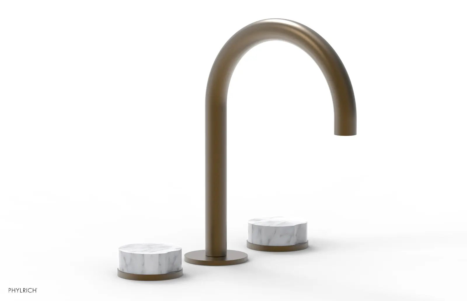 Phylrich CIRC Widespread Faucet High Spout, White Marble Handles by Phylrich