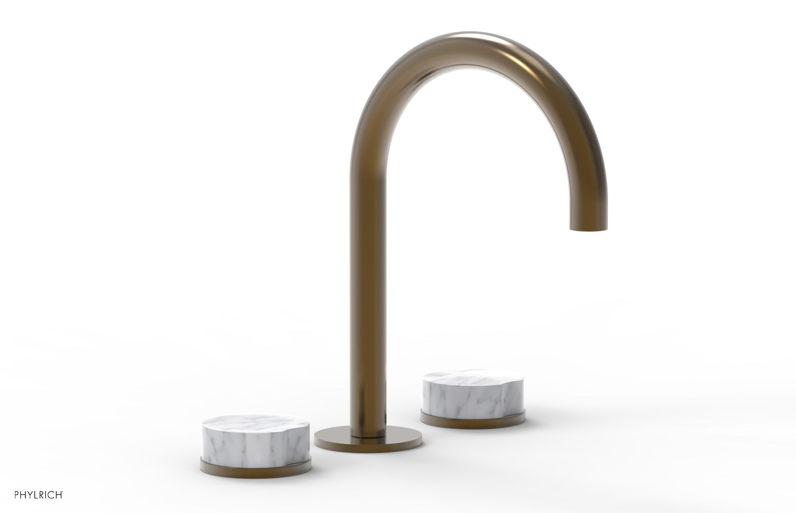 Phylrich CIRC Widespread Faucet High Spout, White Marble Handles by Phylrich