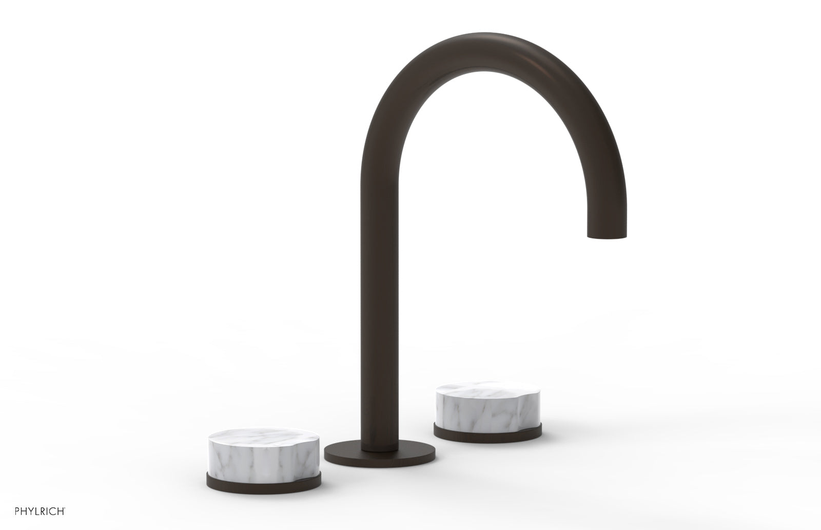 Phylrich CIRC Widespread Faucet High Spout, White Marble Handles by Phylrich