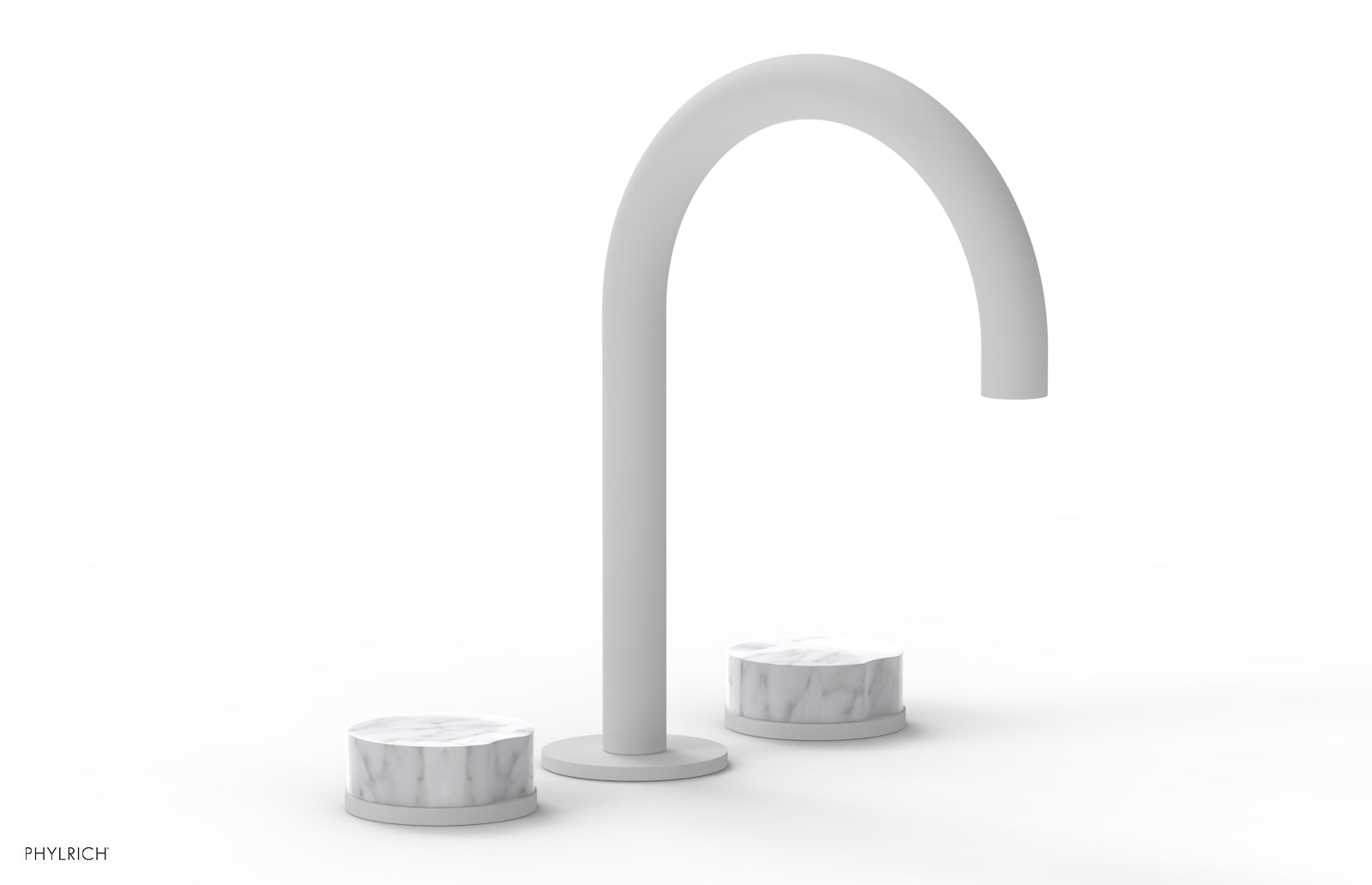 Phylrich CIRC Widespread Faucet High Spout, White Marble Handles by Phylrich