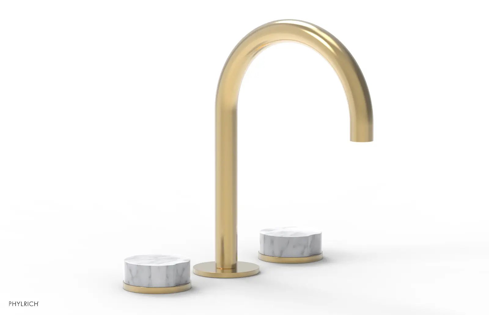 Phylrich CIRC Widespread Faucet High Spout, White Marble Handles by Phylrich