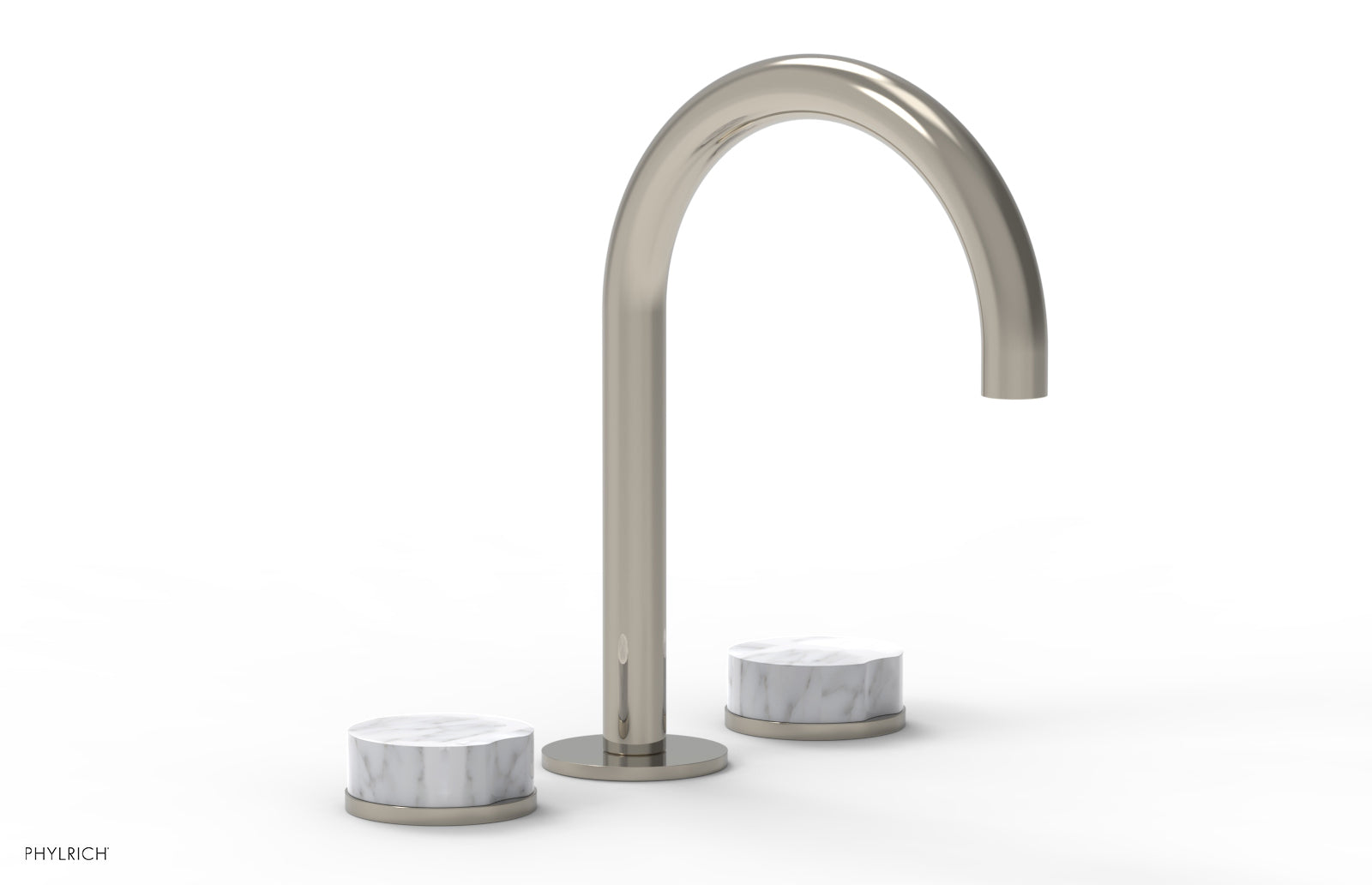 Phylrich CIRC Widespread Faucet High Spout, White Marble Handles by Phylrich