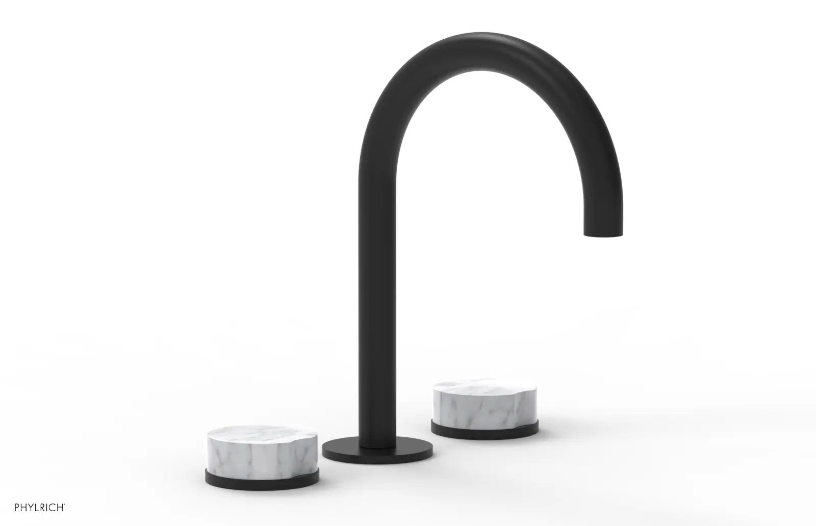 Phylrich CIRC Widespread Faucet High Spout, White Marble Handles by Phylrich