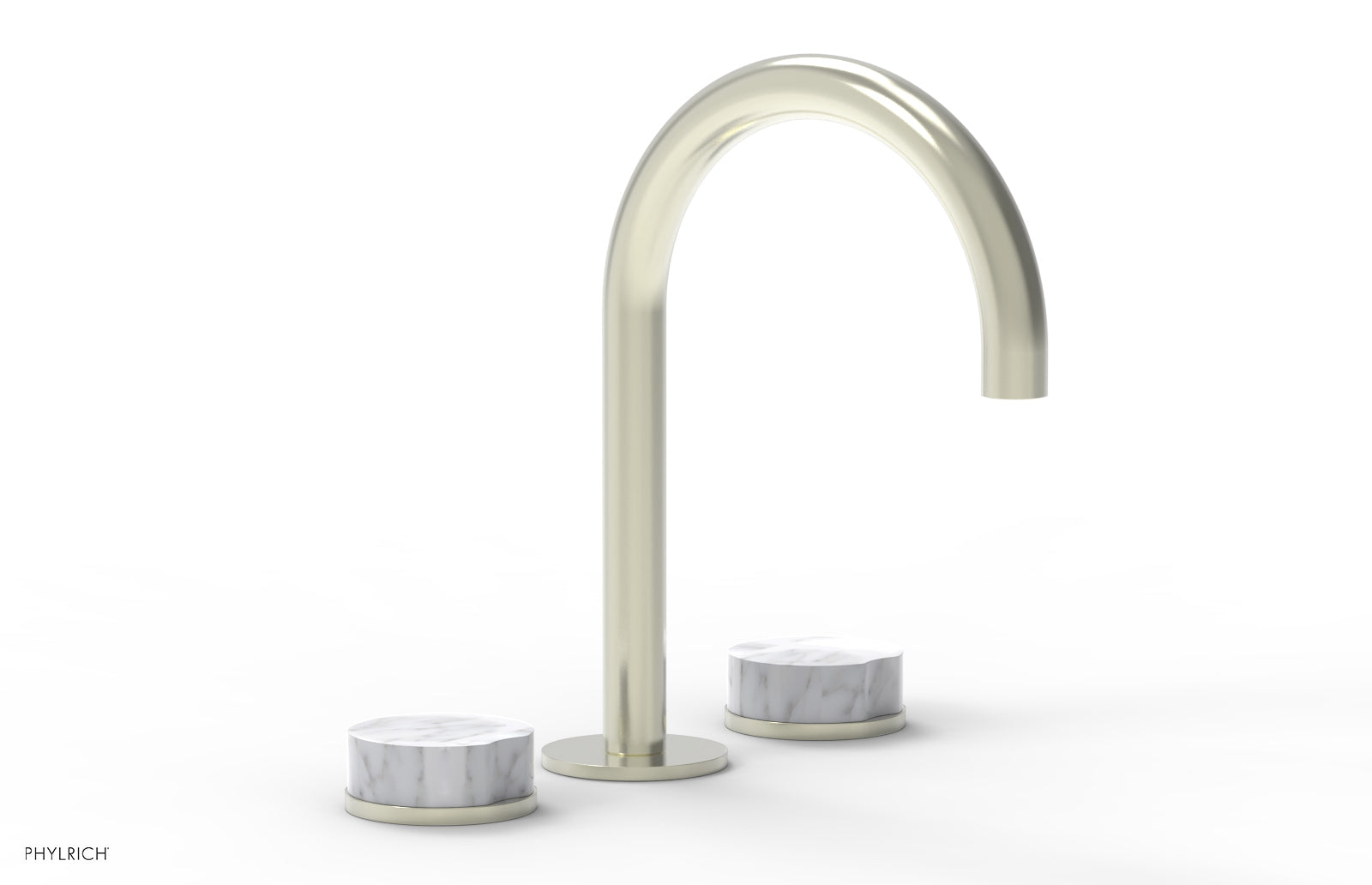 Phylrich CIRC Widespread Faucet High Spout, White Marble Handles by Phylrich