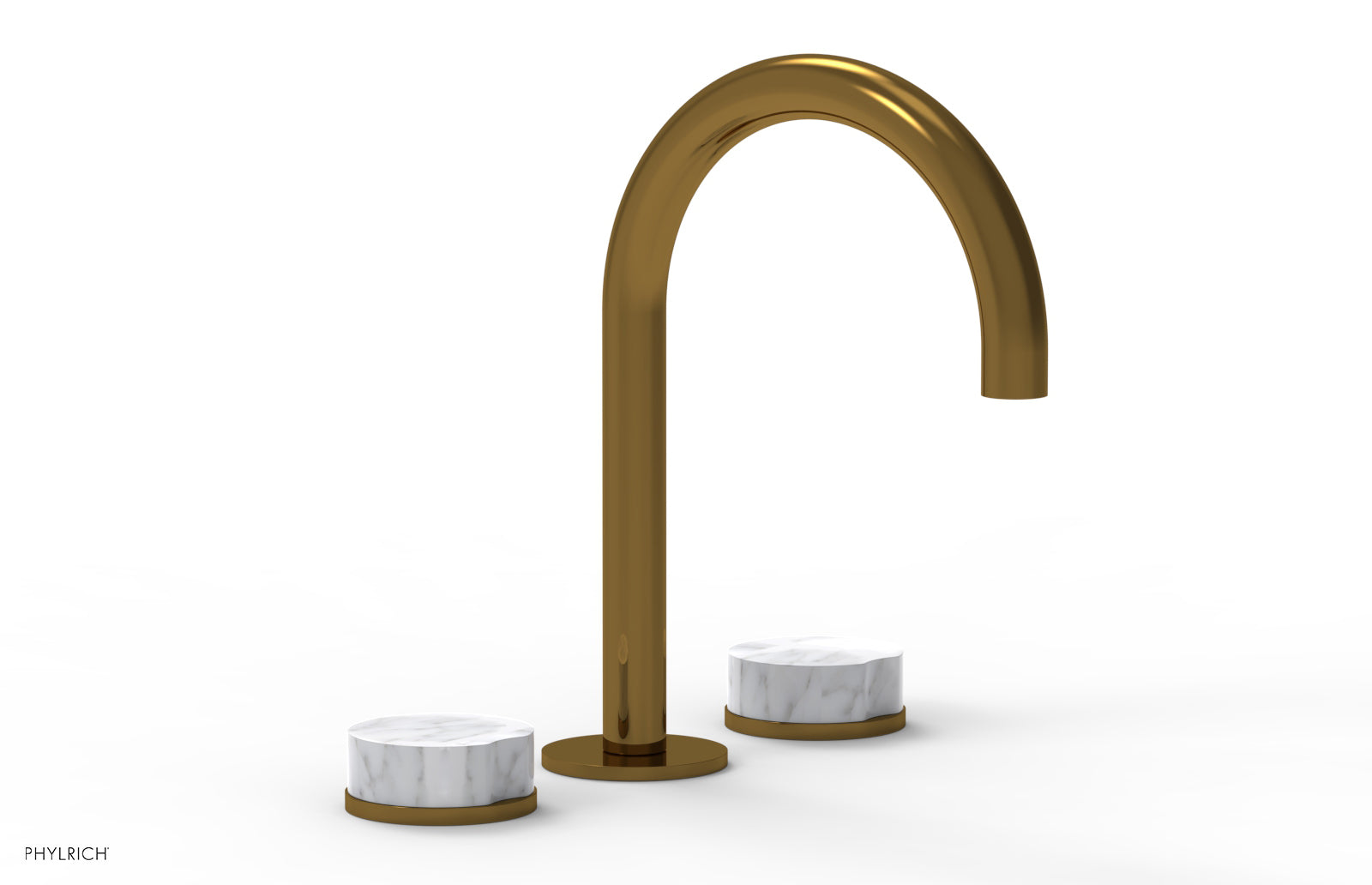 Phylrich CIRC Widespread Faucet High Spout, White Marble Handles by Phylrich