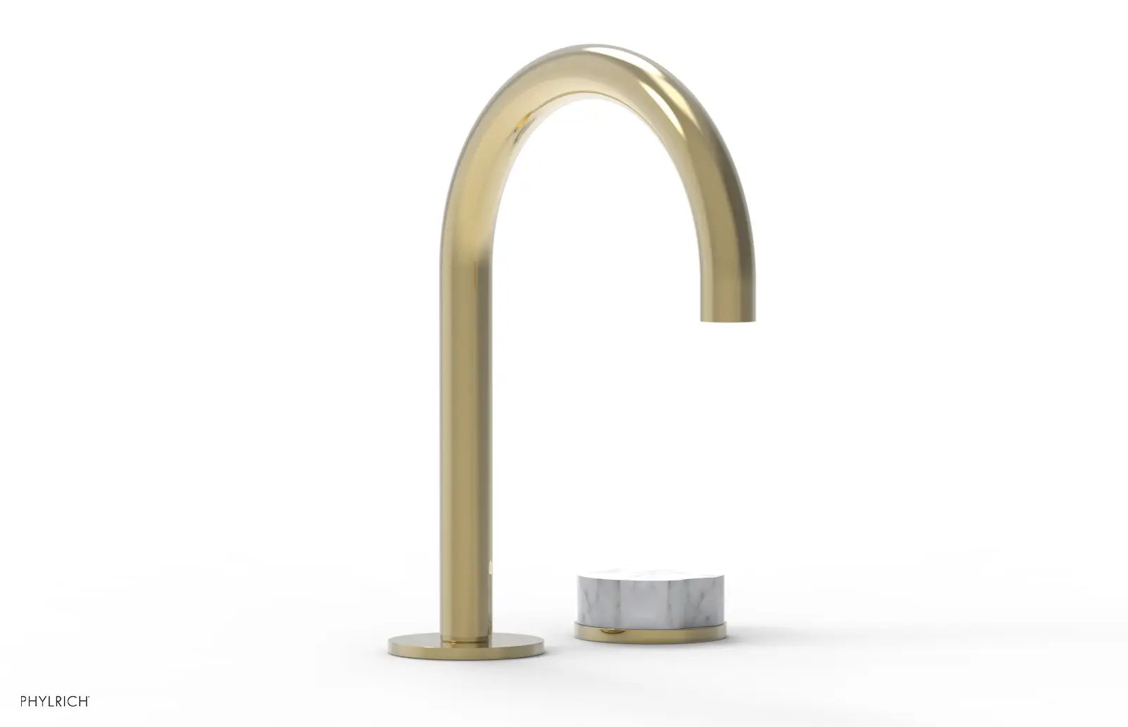 Phylrich CIRC Single Handle Faucet - High Spout, White Marble Handles by Phylrich
