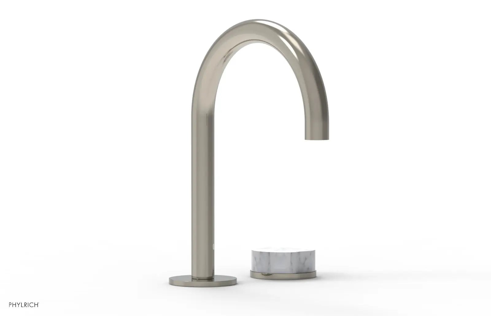 Phylrich CIRC Single Handle Faucet - High Spout, White Marble Handles by Phylrich
