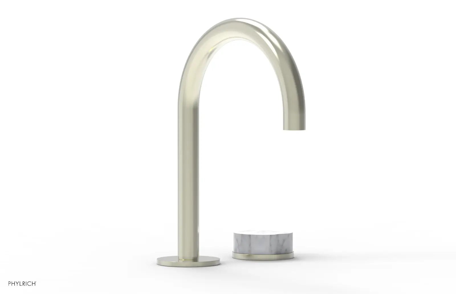 Phylrich CIRC Single Handle Faucet - High Spout, White Marble Handles by Phylrich
