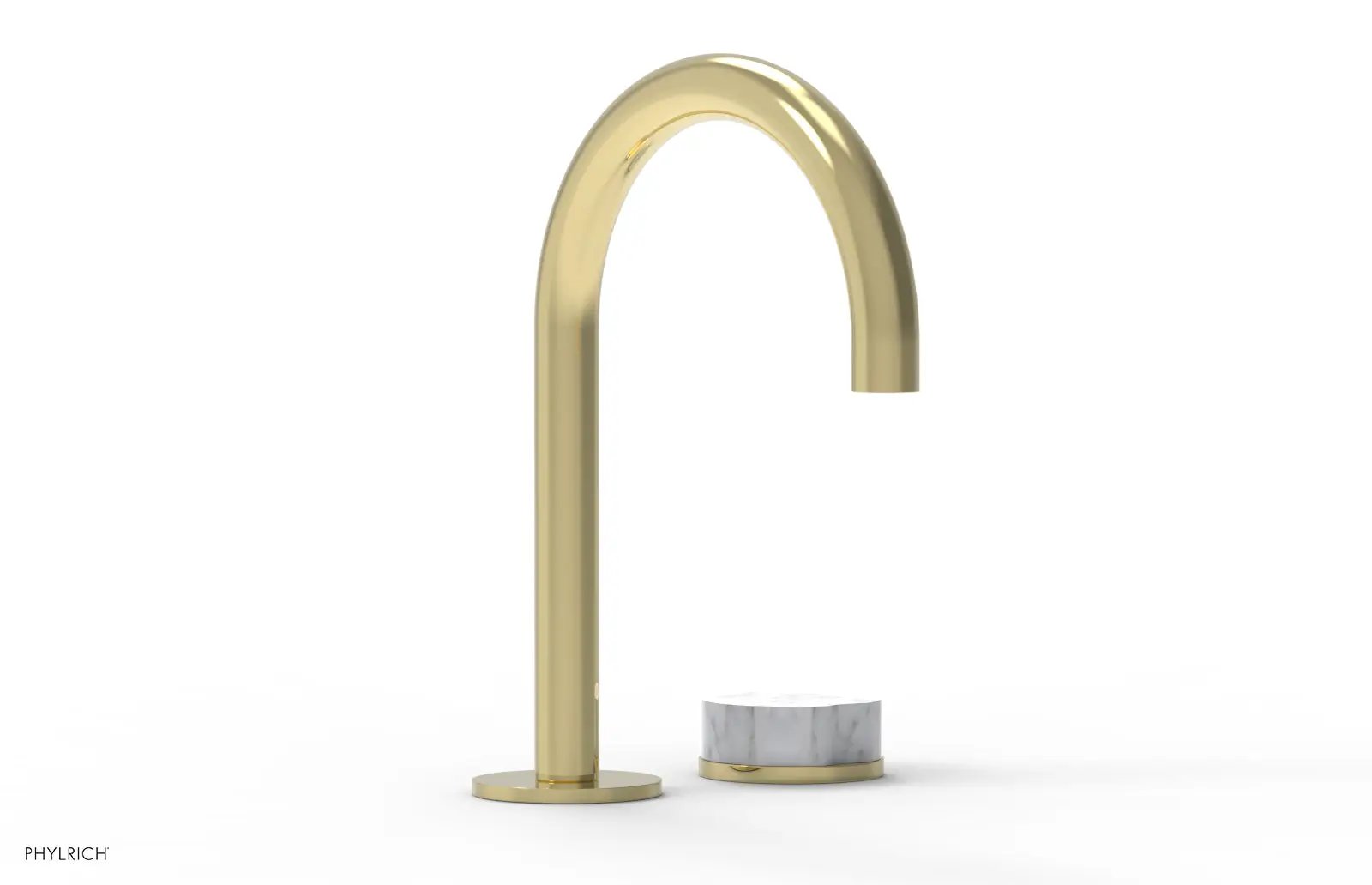 Phylrich CIRC Single Handle Faucet - High Spout, White Marble Handles by Phylrich