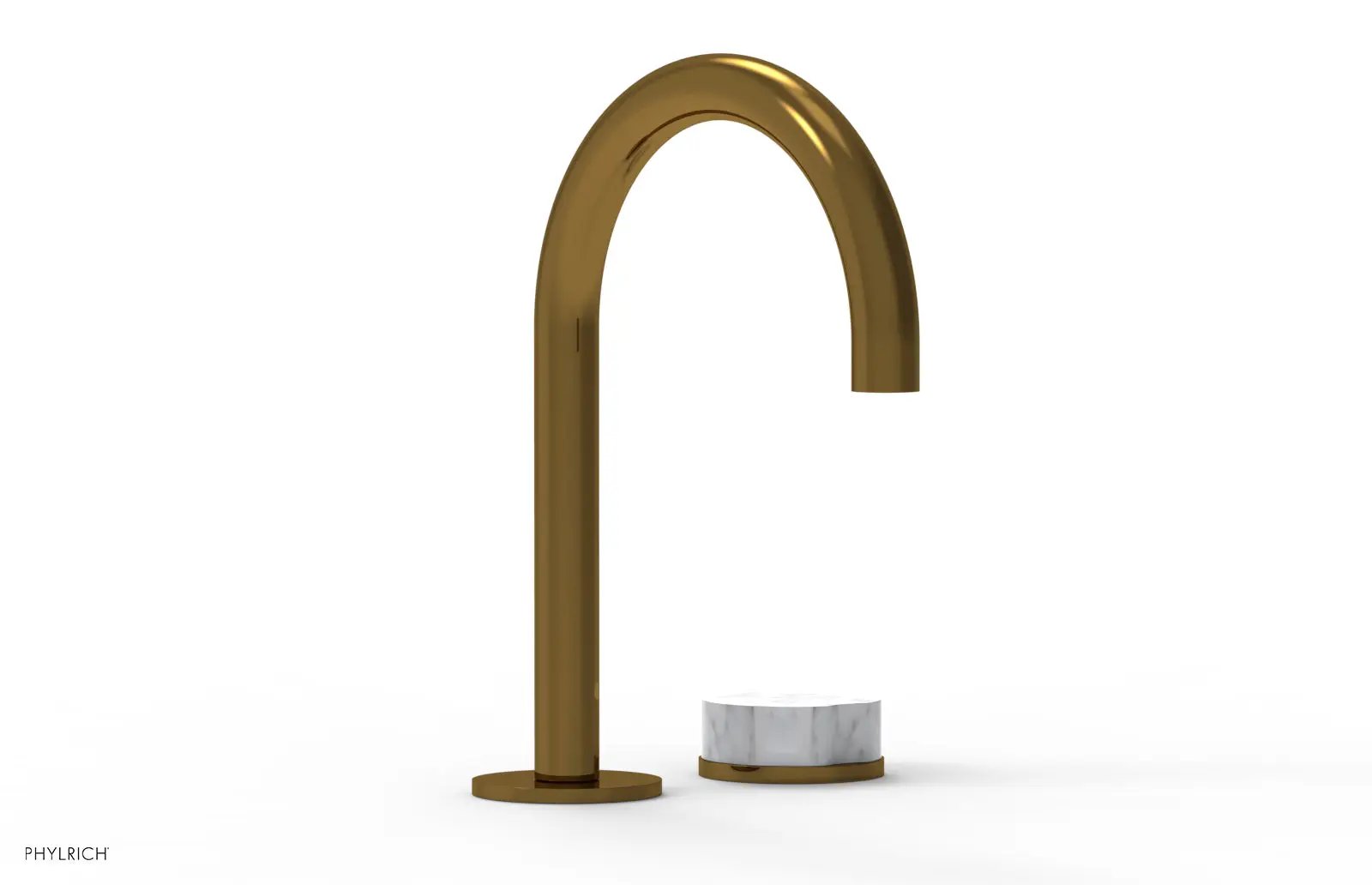Phylrich CIRC Single Handle Faucet - High Spout, White Marble Handles by Phylrich