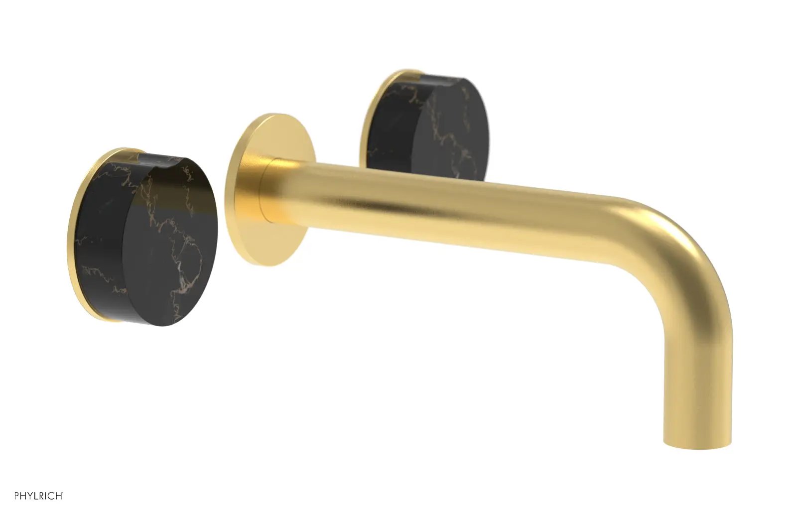 Phylrich CIRC Wall Lavatory Set, Black Marble Handles by Phylrich