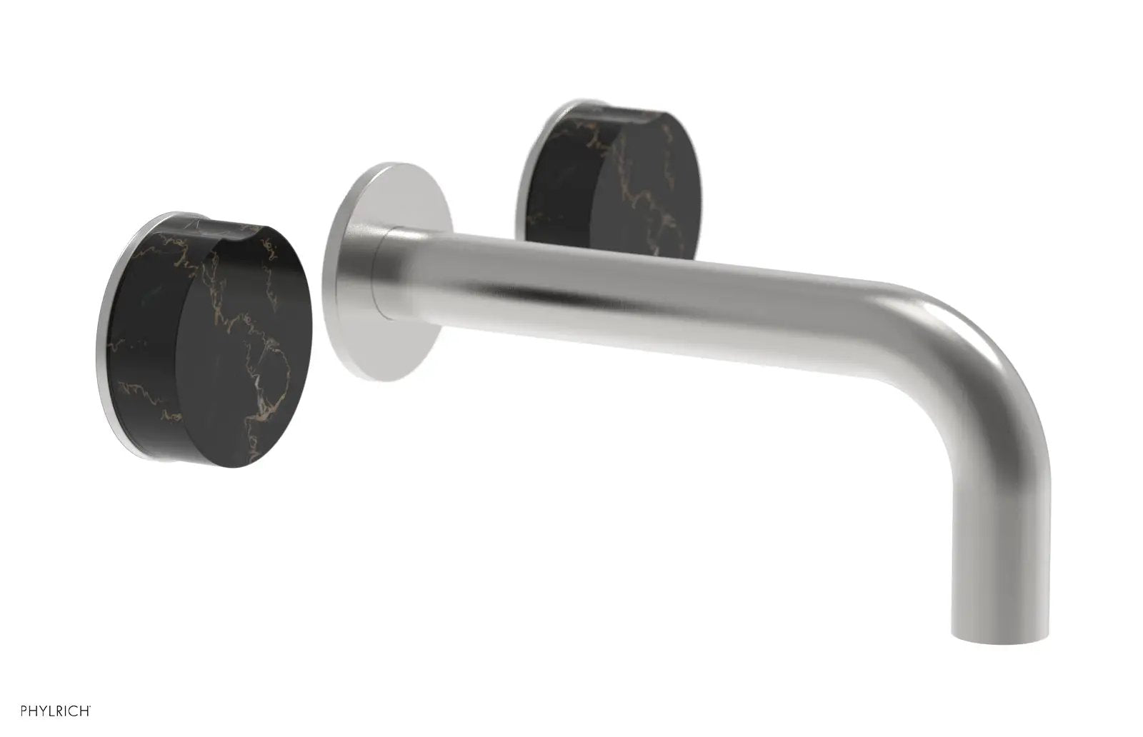 Phylrich CIRC Wall Lavatory Set, Black Marble Handles by Phylrich