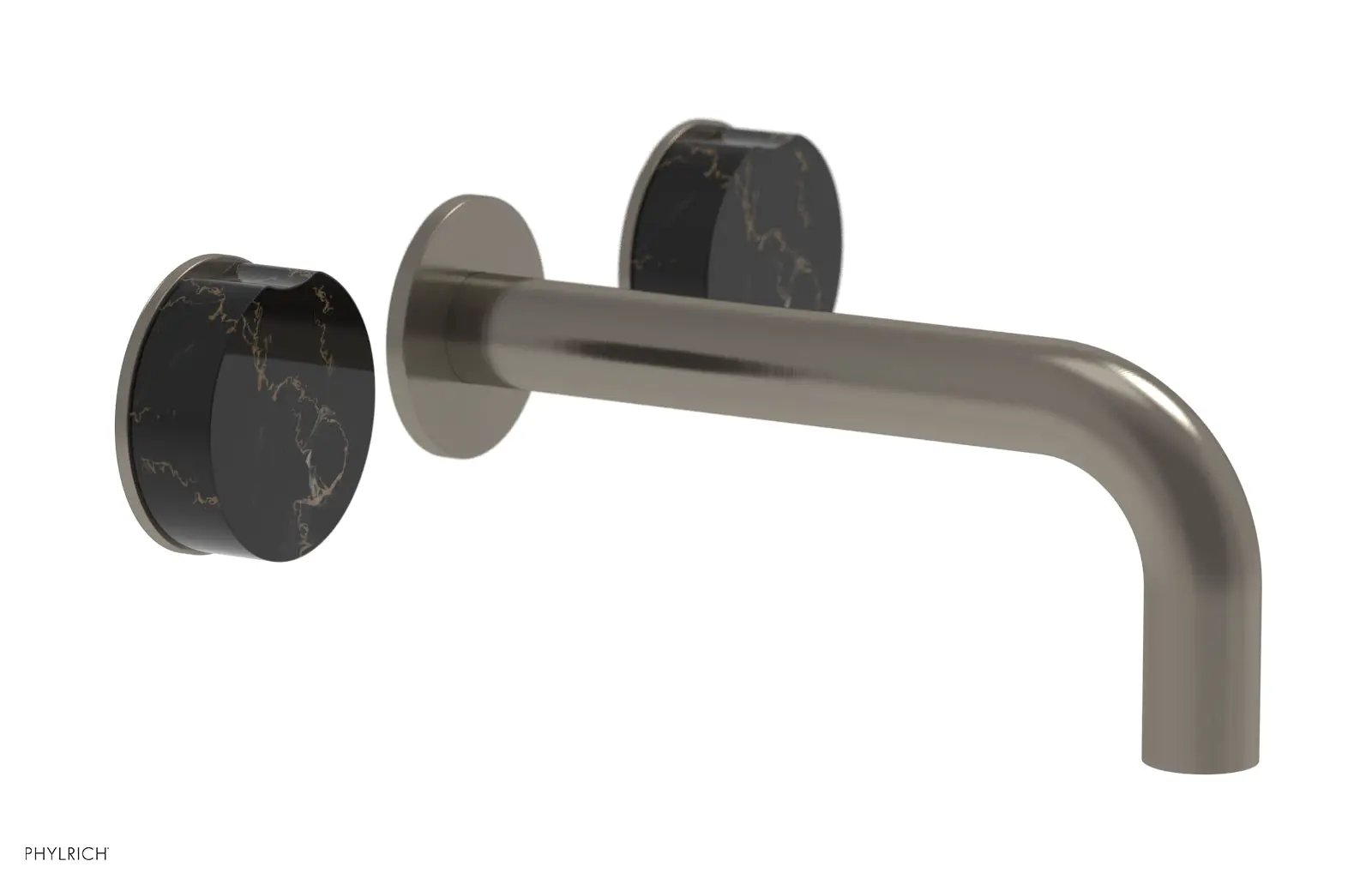 Phylrich CIRC Wall Lavatory Set, Black Marble Handles by Phylrich