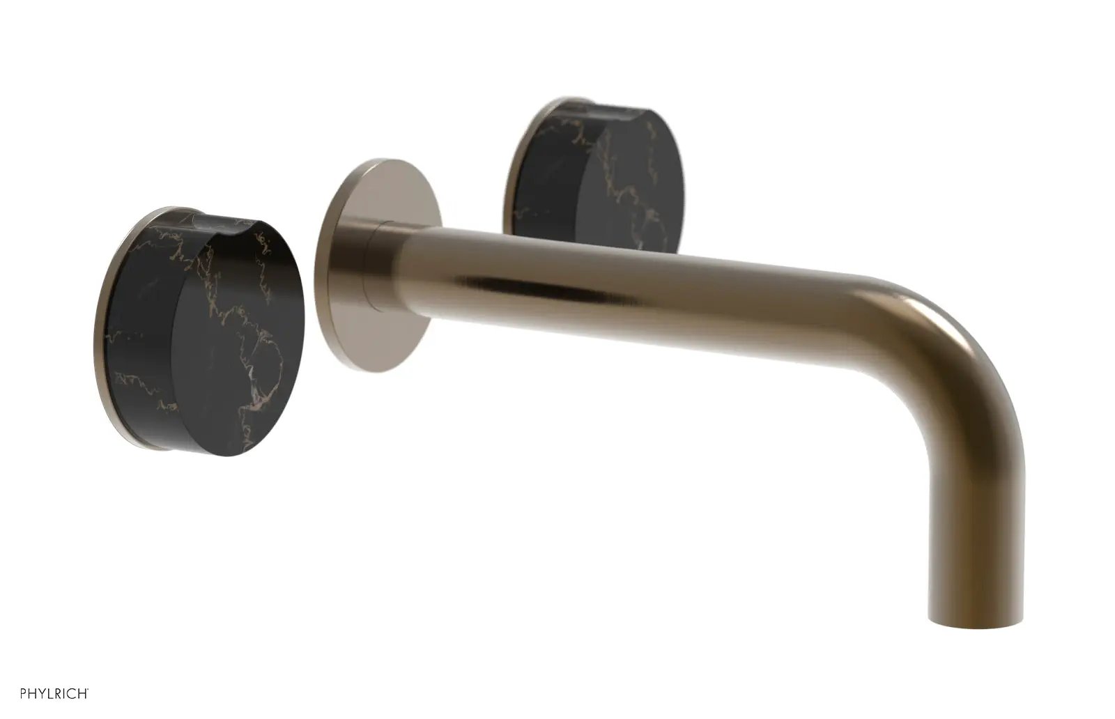 Phylrich CIRC Wall Lavatory Set, Black Marble Handles by Phylrich