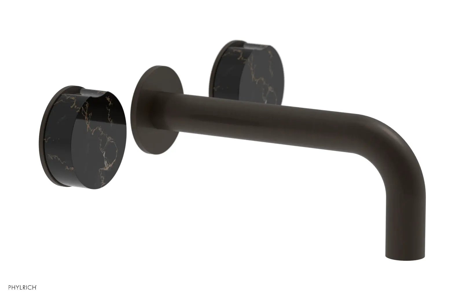 Phylrich CIRC Wall Lavatory Set, Black Marble Handles by Phylrich