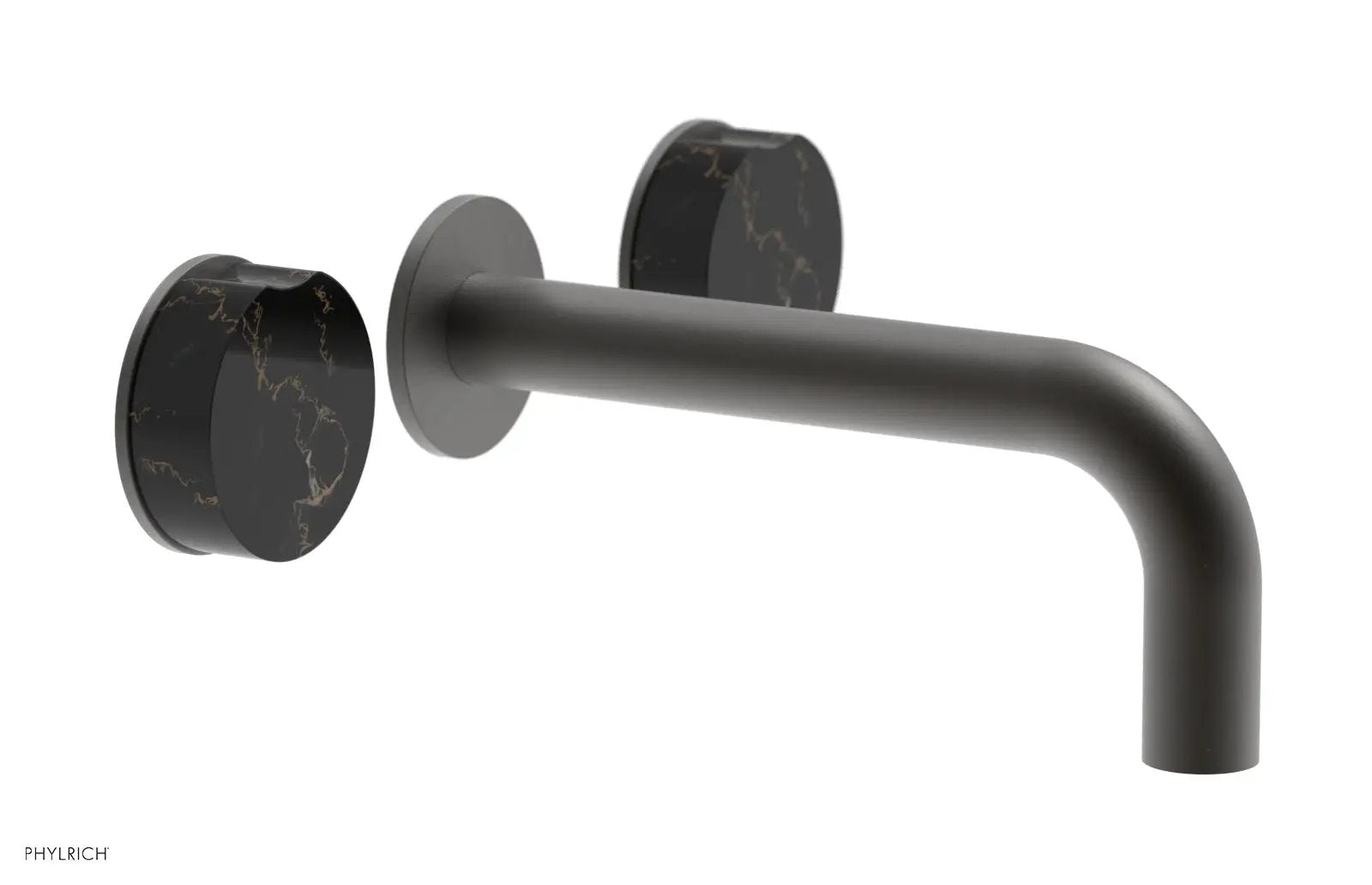 Phylrich CIRC Wall Lavatory Set, Black Marble Handles by Phylrich