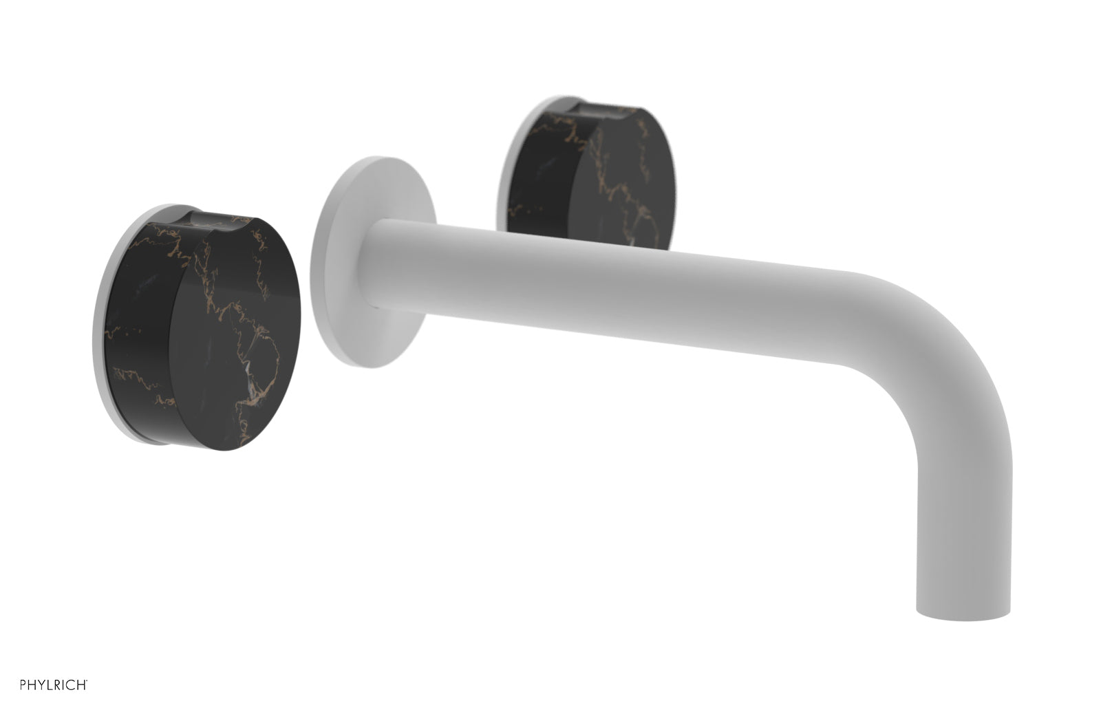 Phylrich CIRC Wall Tub Set - Black Marble Handles