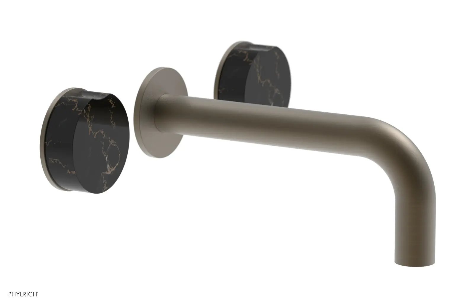 Phylrich CIRC Wall Lavatory Set, White Marble Handles by Phylrich