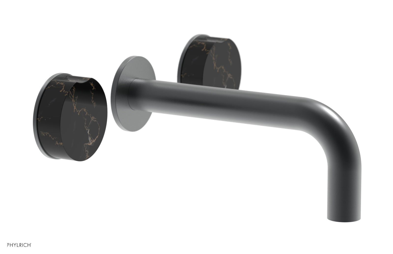 Phylrich CIRC Wall Tub Set - Black Marble Handles