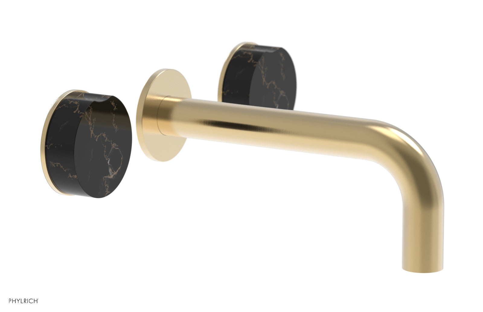 Phylrich CIRC Wall Tub Set - Black Marble Handles