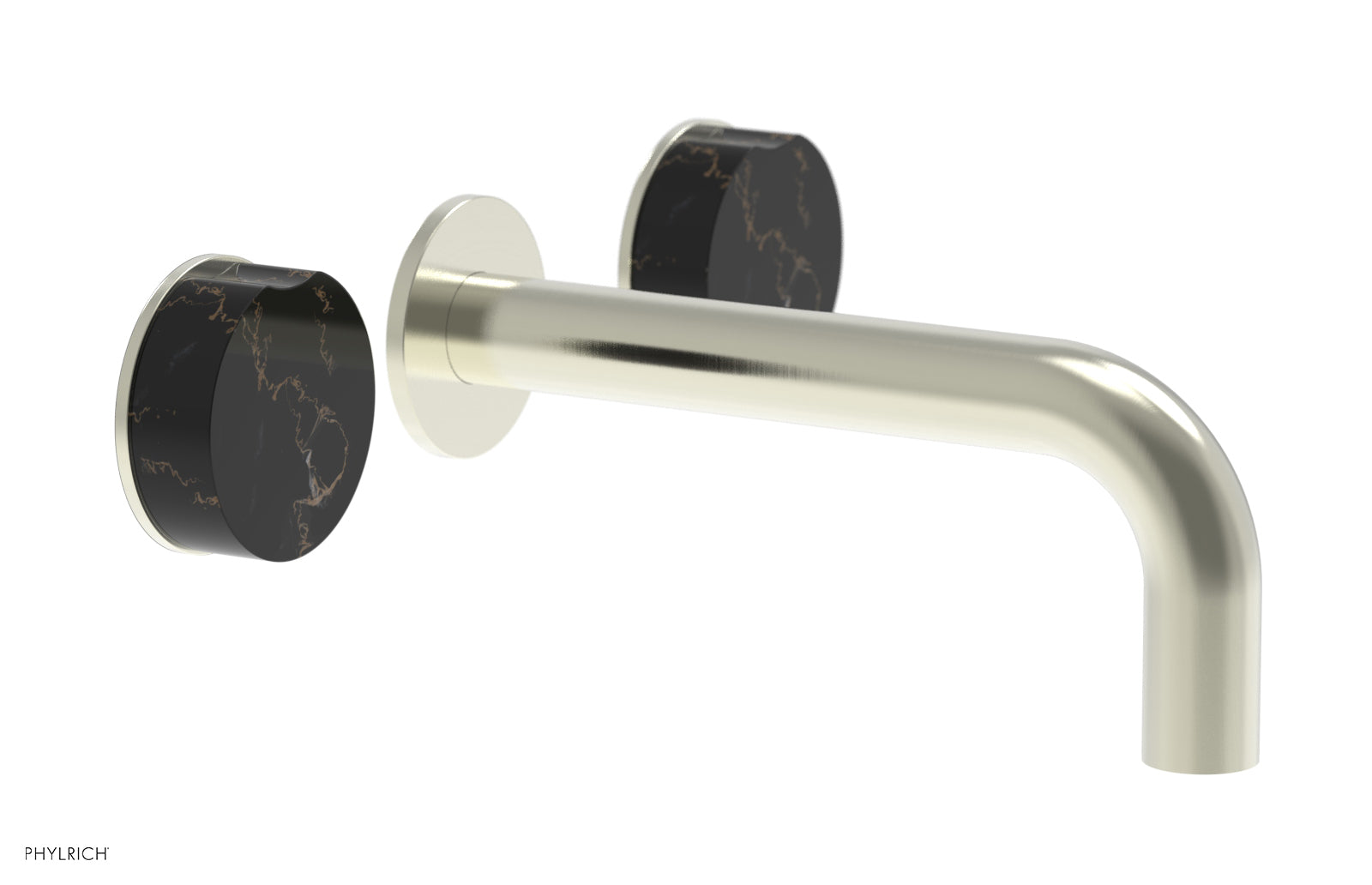 Phylrich CIRC Wall Tub Set - Black Marble Handles