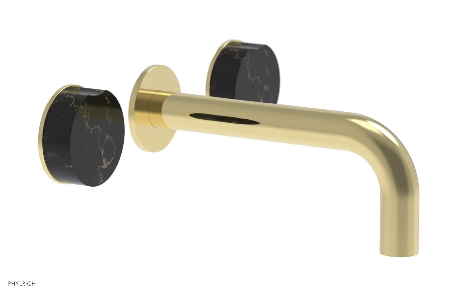 Phylrich CIRC Wall Lavatory Set, Black Marble Handles by Phylrich