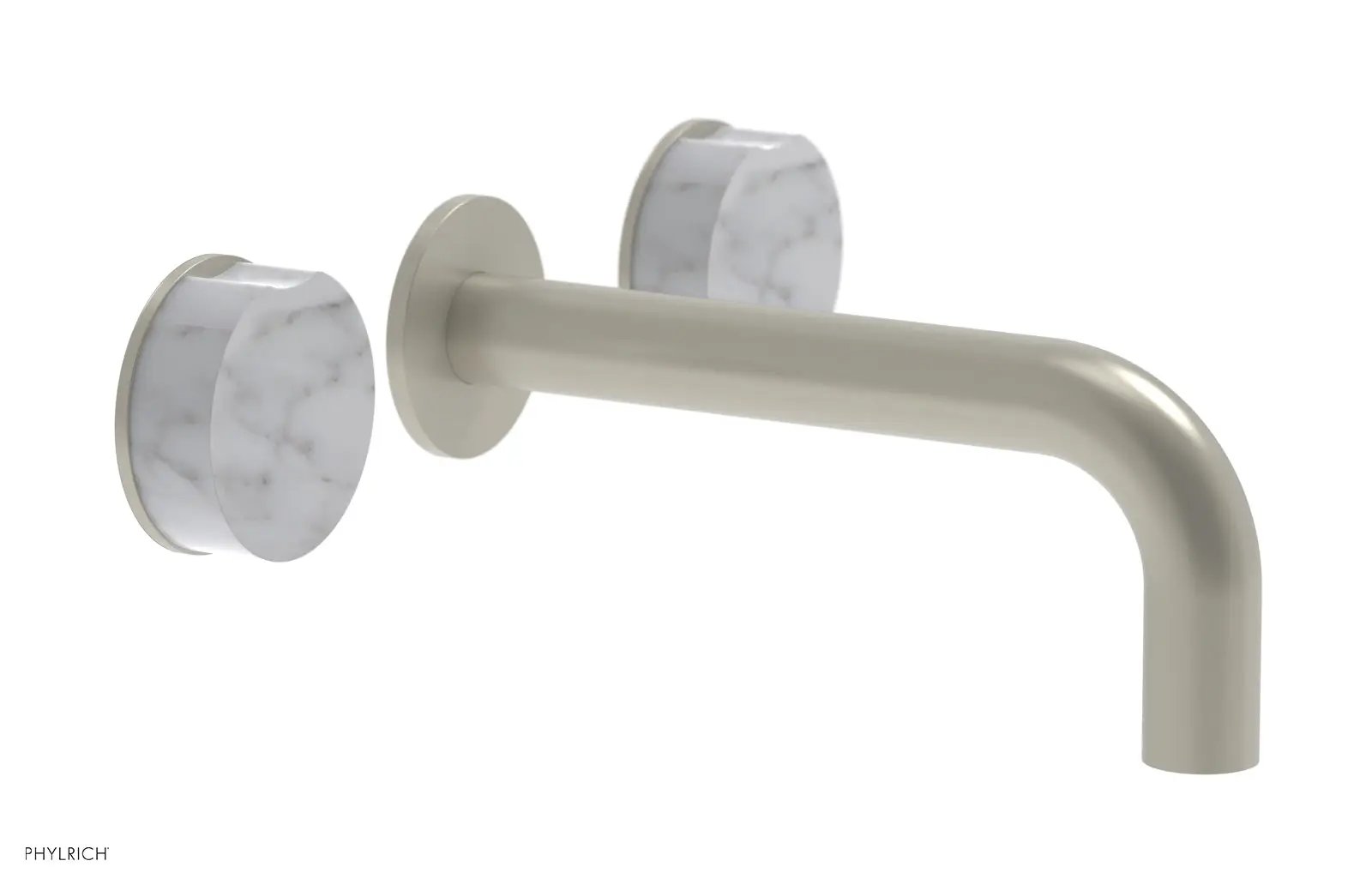 Phylrich CIRC Wall Lavatory Set, White Marble Handles by Phylrich