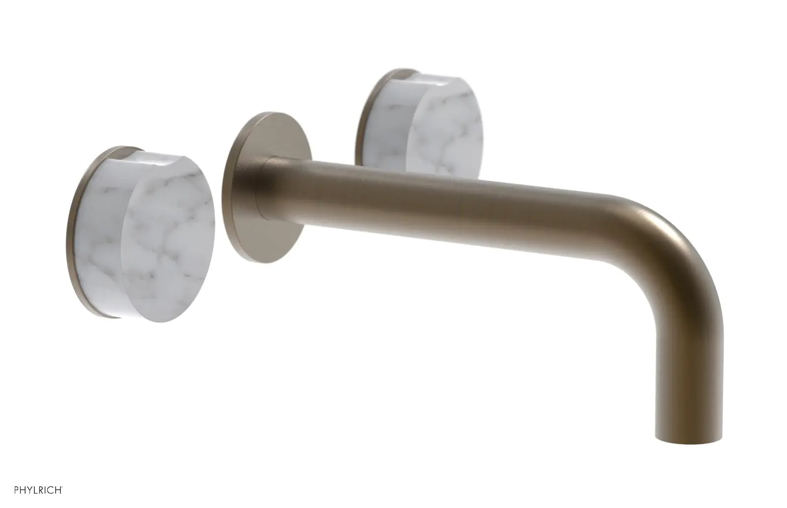 Phylrich CIRC Wall Lavatory Set, White Marble Handles by Phylrich
