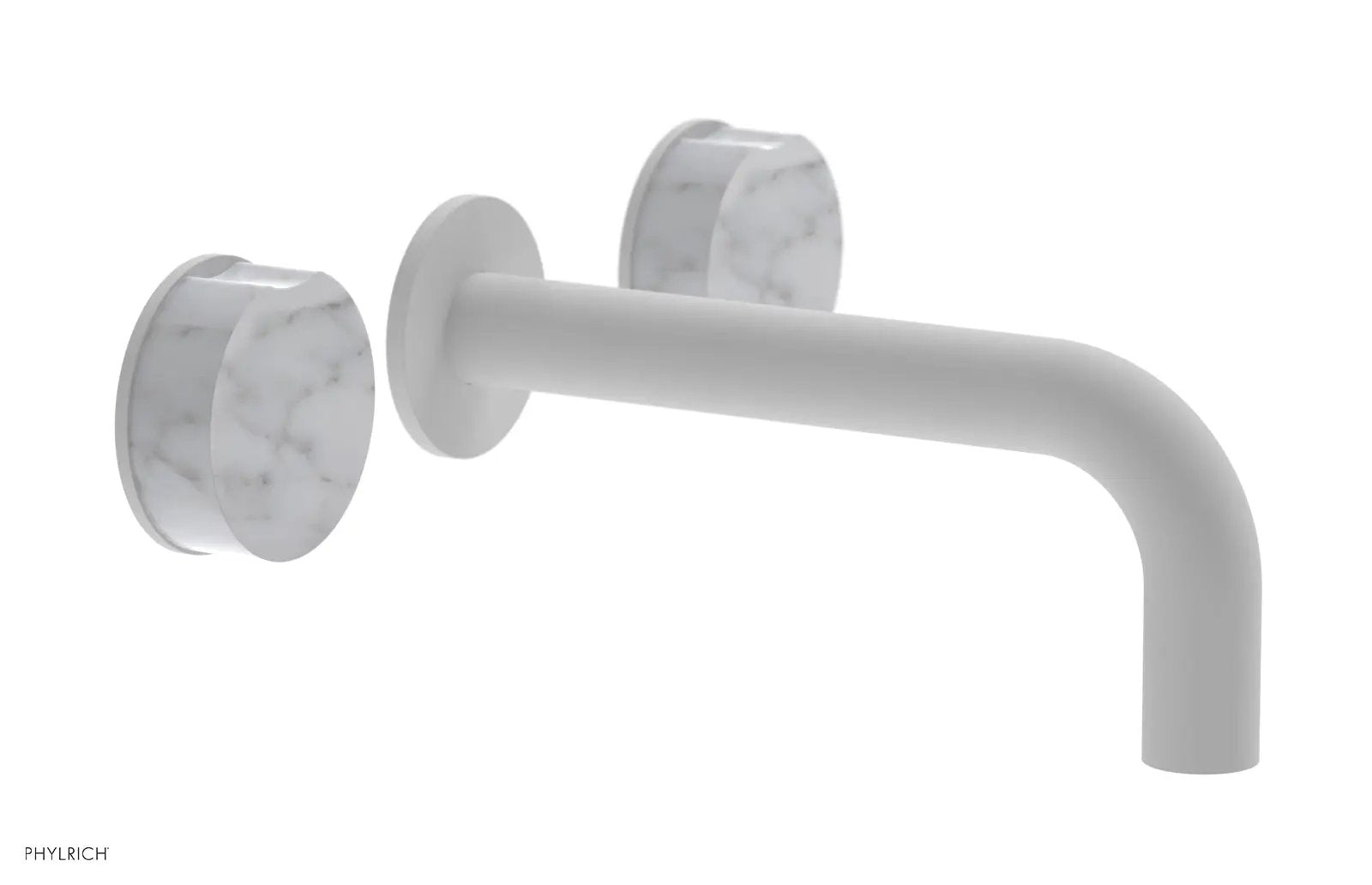 Phylrich CIRC Wall Lavatory Set, White Marble Handles by Phylrich