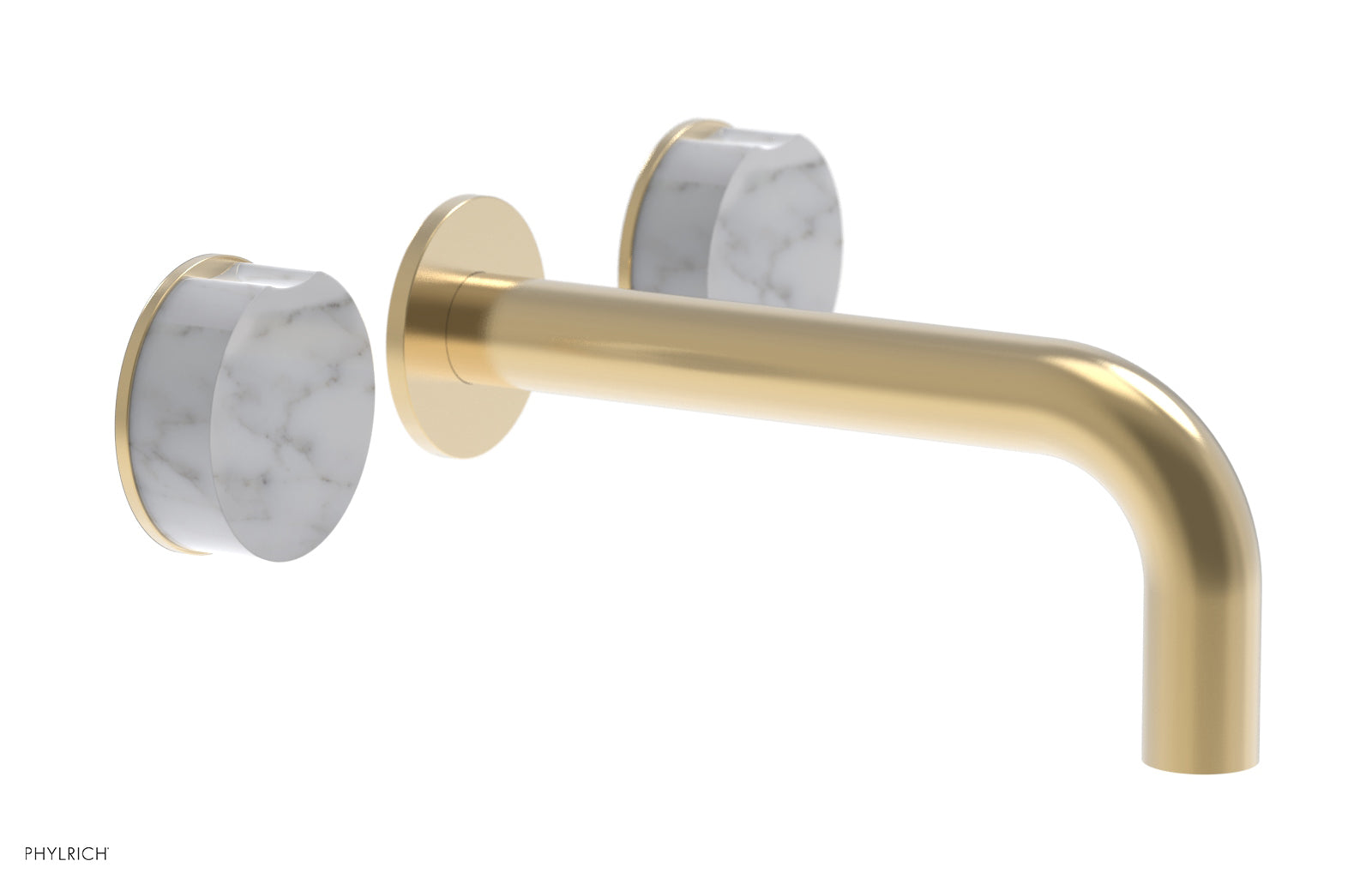 Phylrich CIRC Wall Tub Set - White Marble Handles