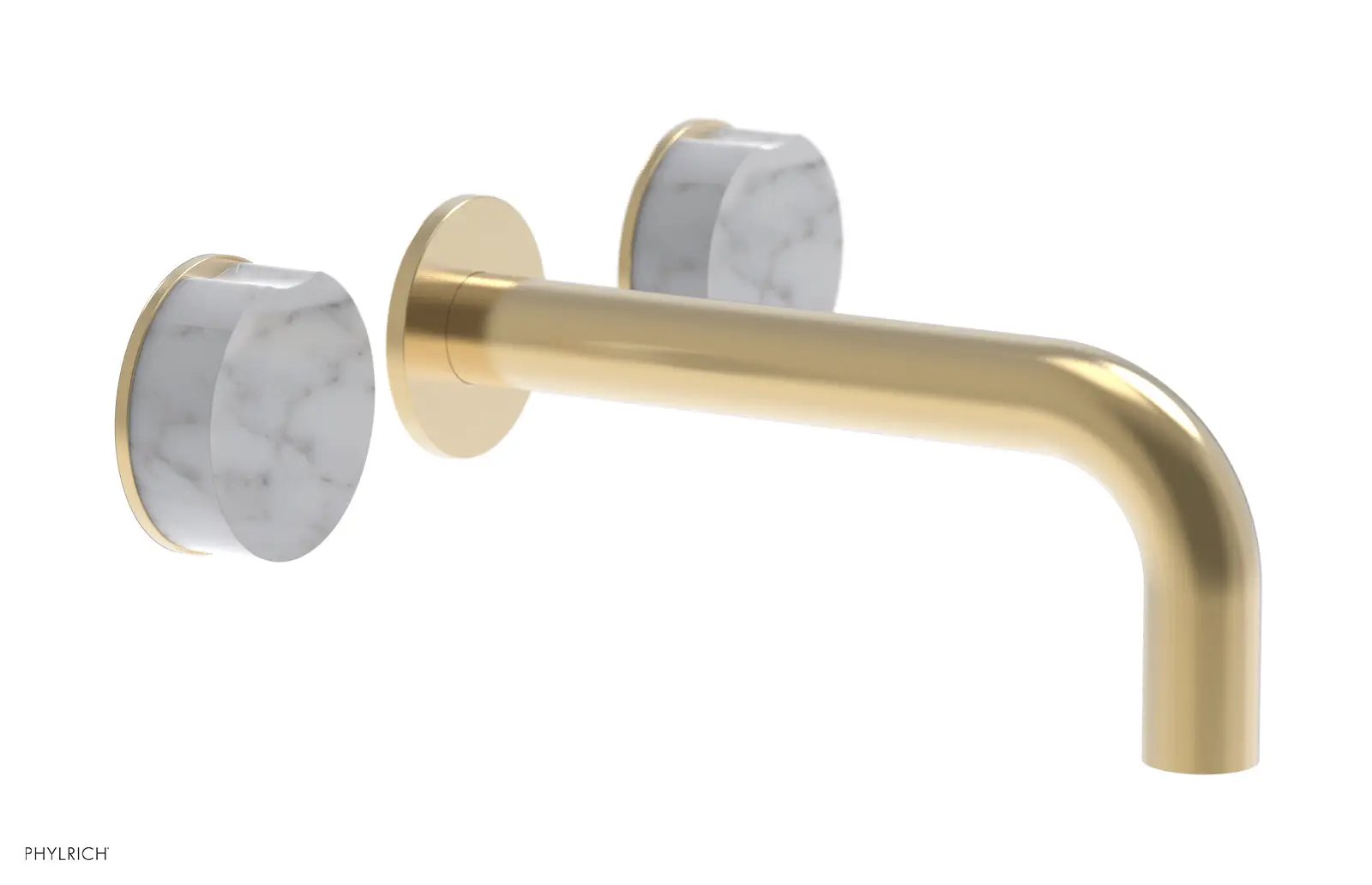 Phylrich CIRC Wall Lavatory Set, White Marble Handles by Phylrich