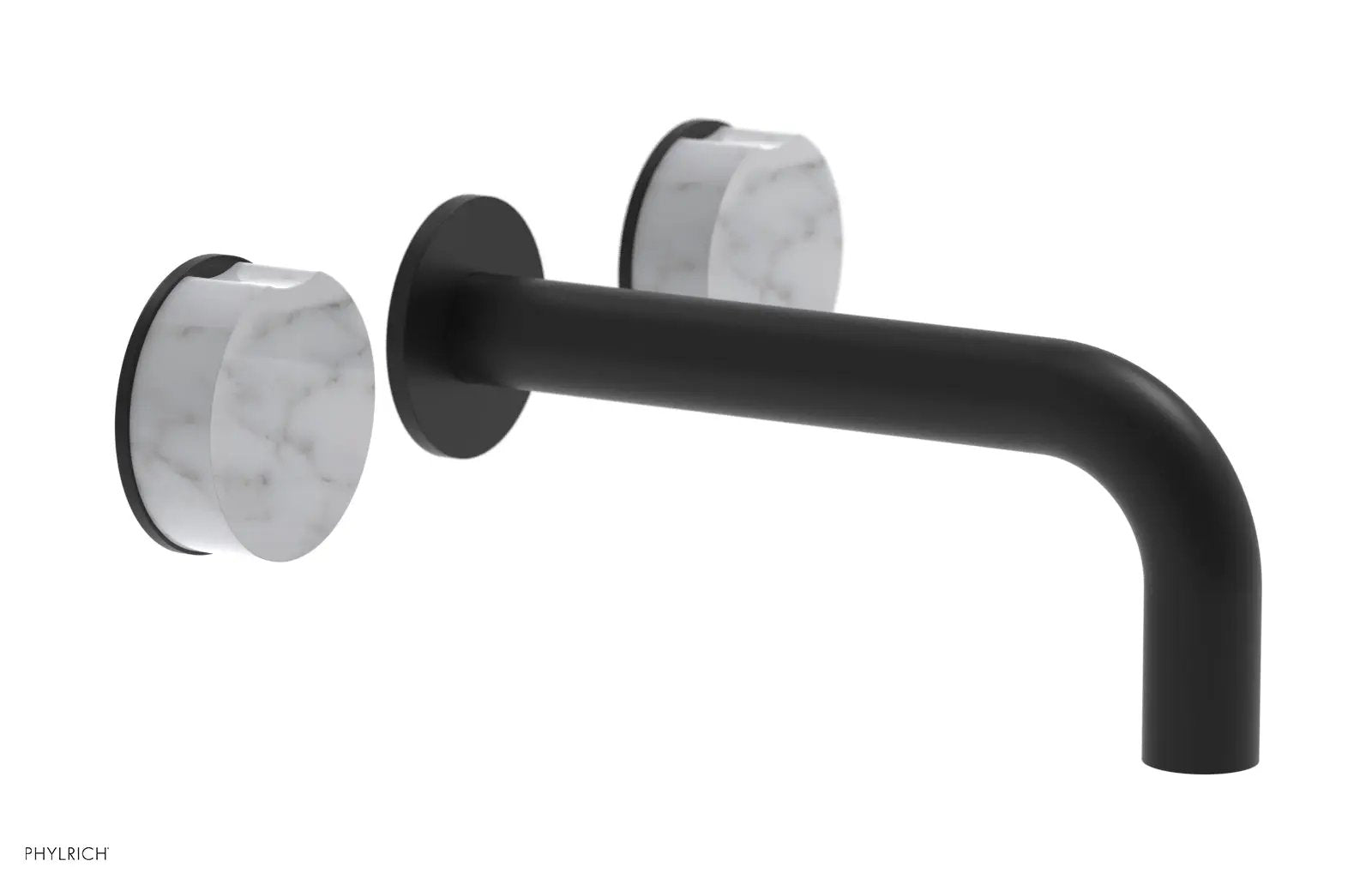 Phylrich CIRC Wall Lavatory Set, White Marble Handles by Phylrich