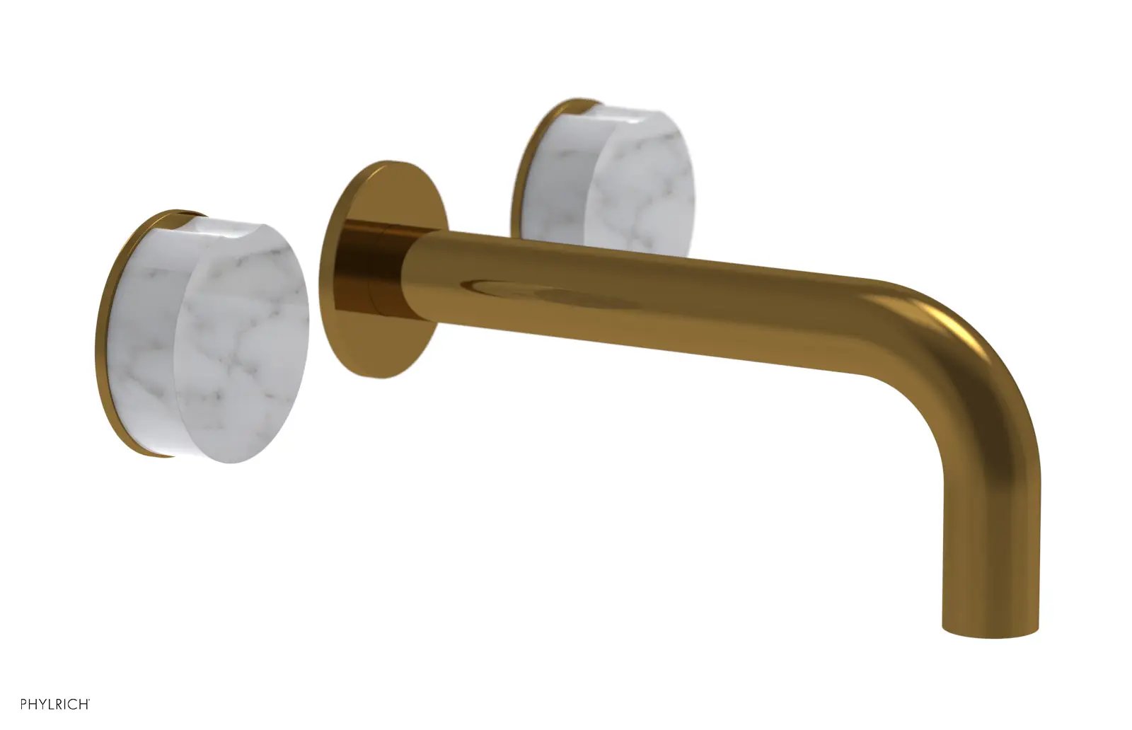 Phylrich CIRC Wall Lavatory Set, White Marble Handles by Phylrich