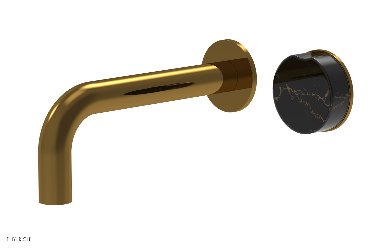 Phylrich CIRC Single Handle Wall Lavatory Set - Black Marble Handle