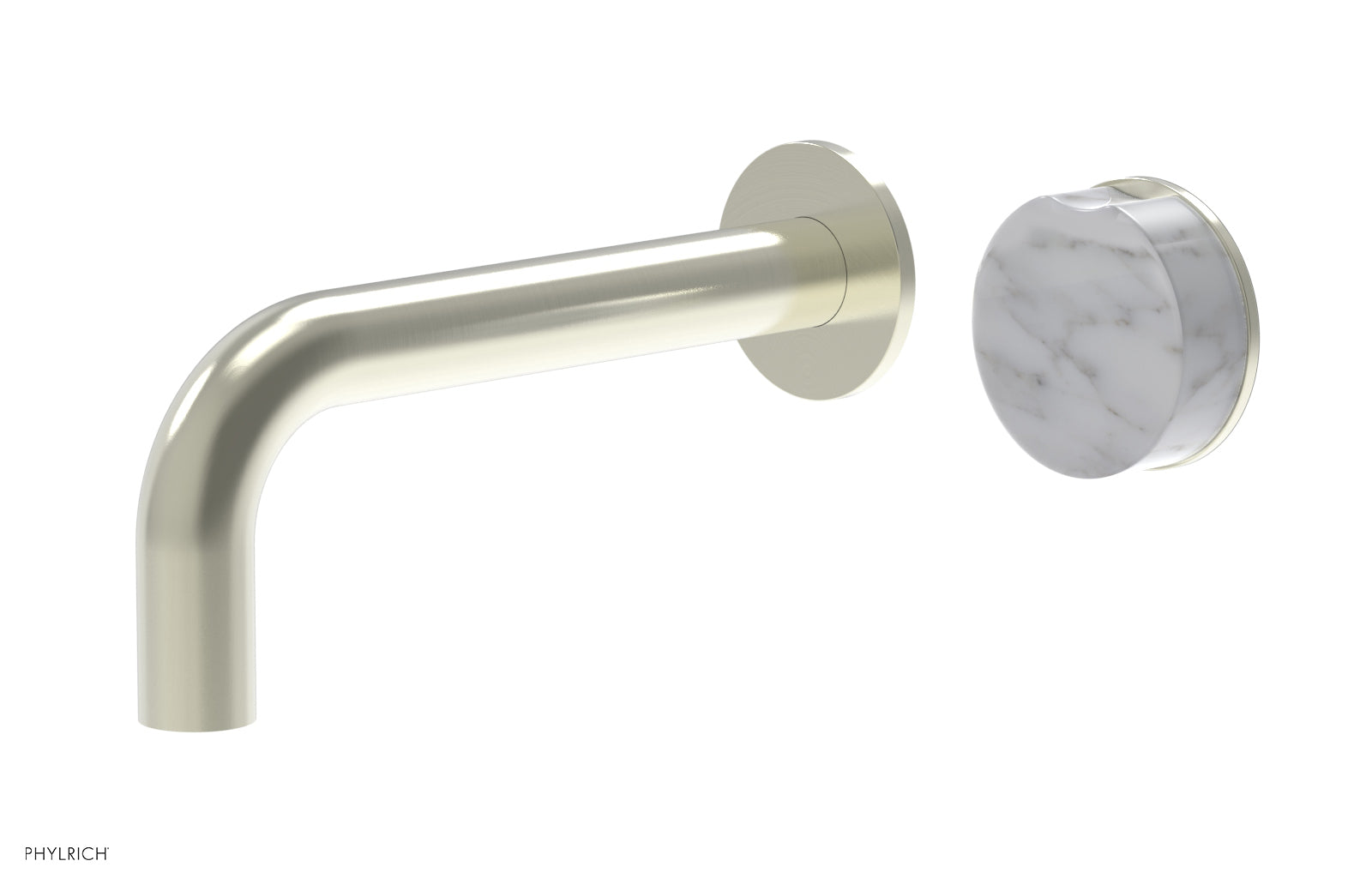 Phylrich CIRC Single Handle Wall Lavatory Set - White Marble Handle