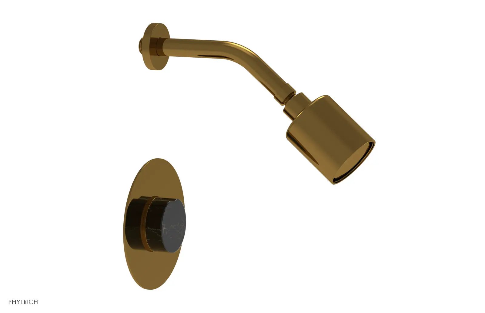 Phylrich CIRC Pressure Balance Shower Set - Black Marble Handle by Phylrich