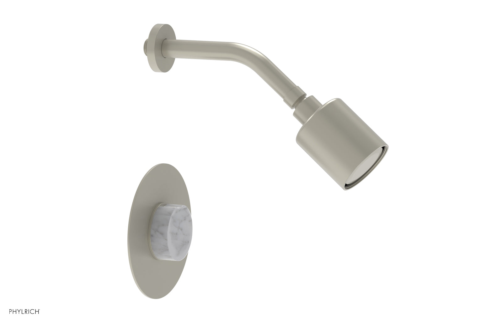 Phylrich CIRC Pressure Balance Shower Set - White Marble Handle