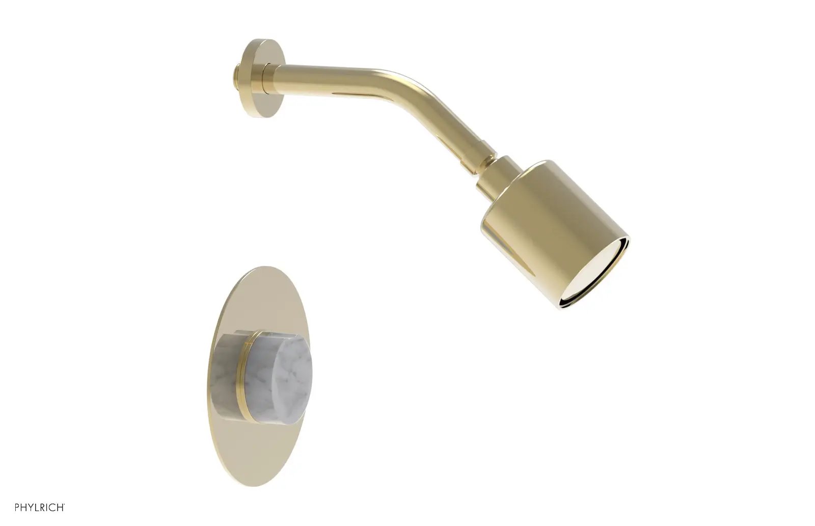 Phylrich CIRC Pressure Balance Shower Set - White Marble Handle by Phylrich